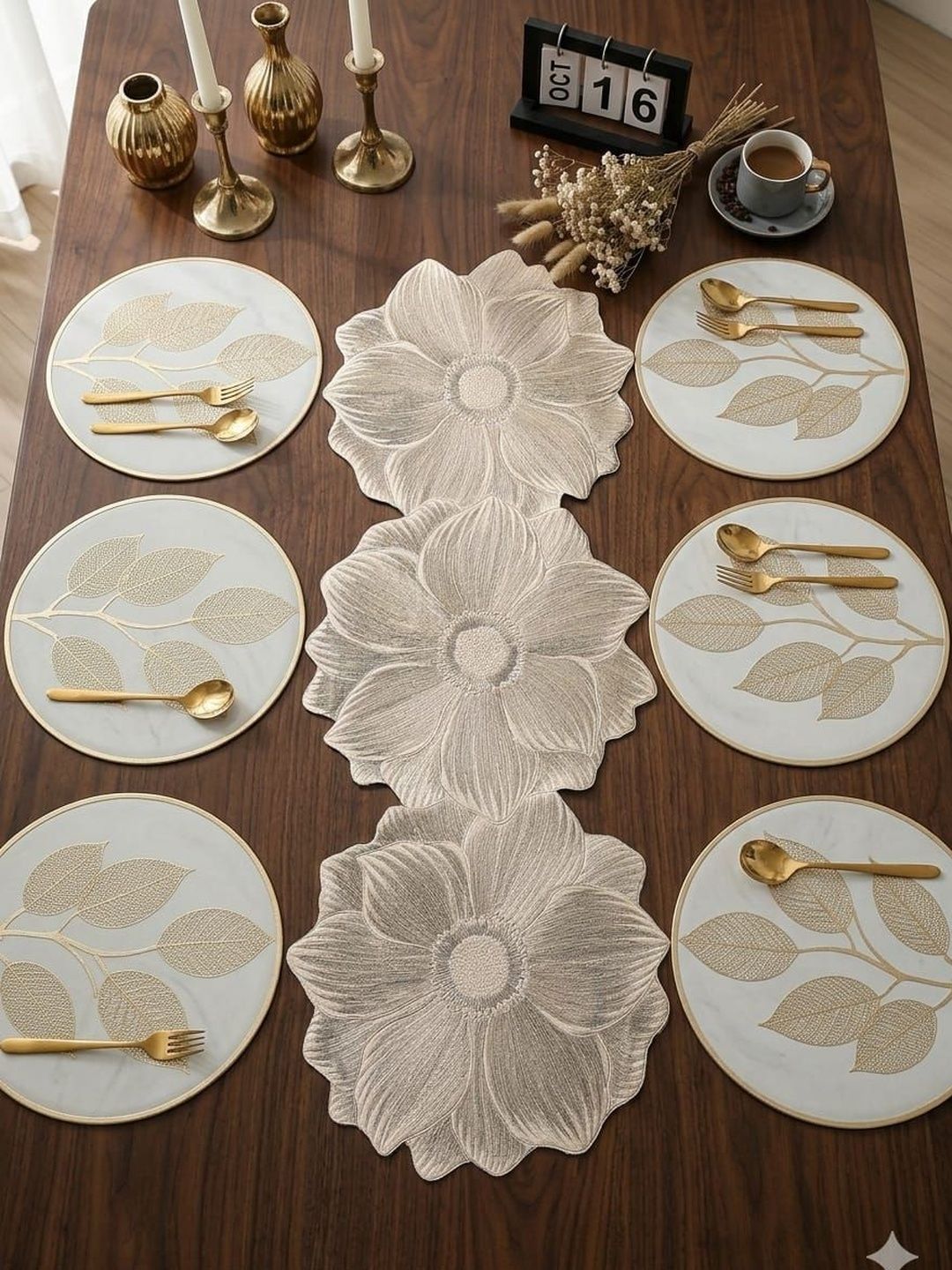 RAINBOW FURNISHINGS Golden 7-Pcs Heat Resistant Table Placements-picture-6