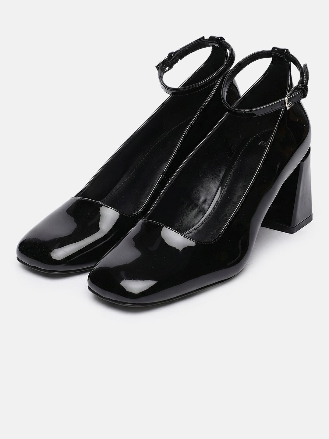 MANGO Square Toe Block Heeled Pumps-picture-42