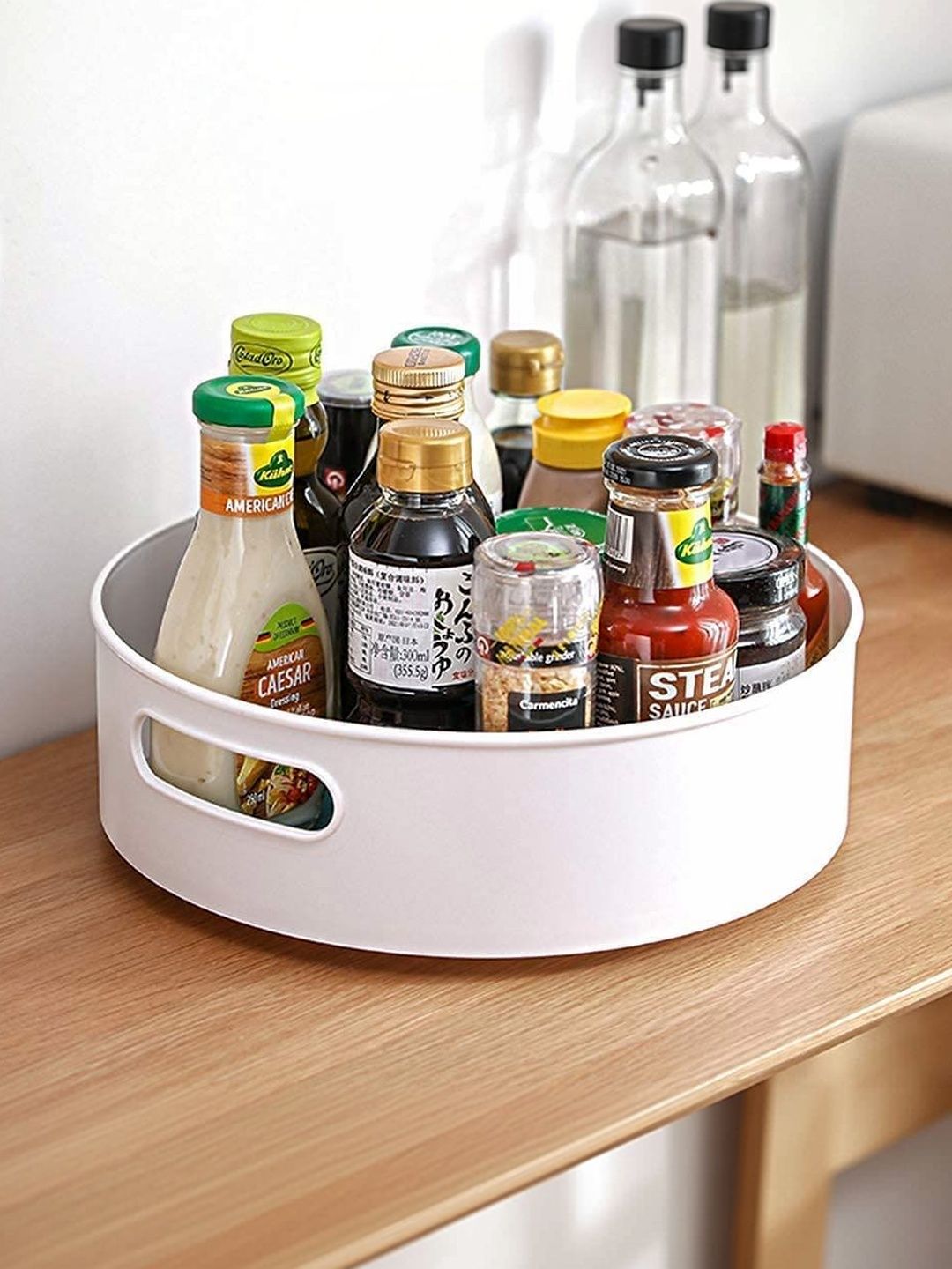 Virtuous Cream Plastic Durable 360 Rotatating Multi-Utility Container-image-35