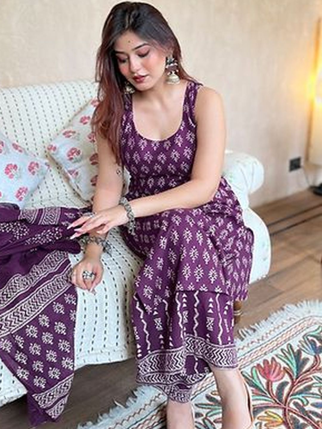 SATANI ENTERPRISE Women Floral Embroidered Regular Kurta with Churidar & With Dupatta-image-43