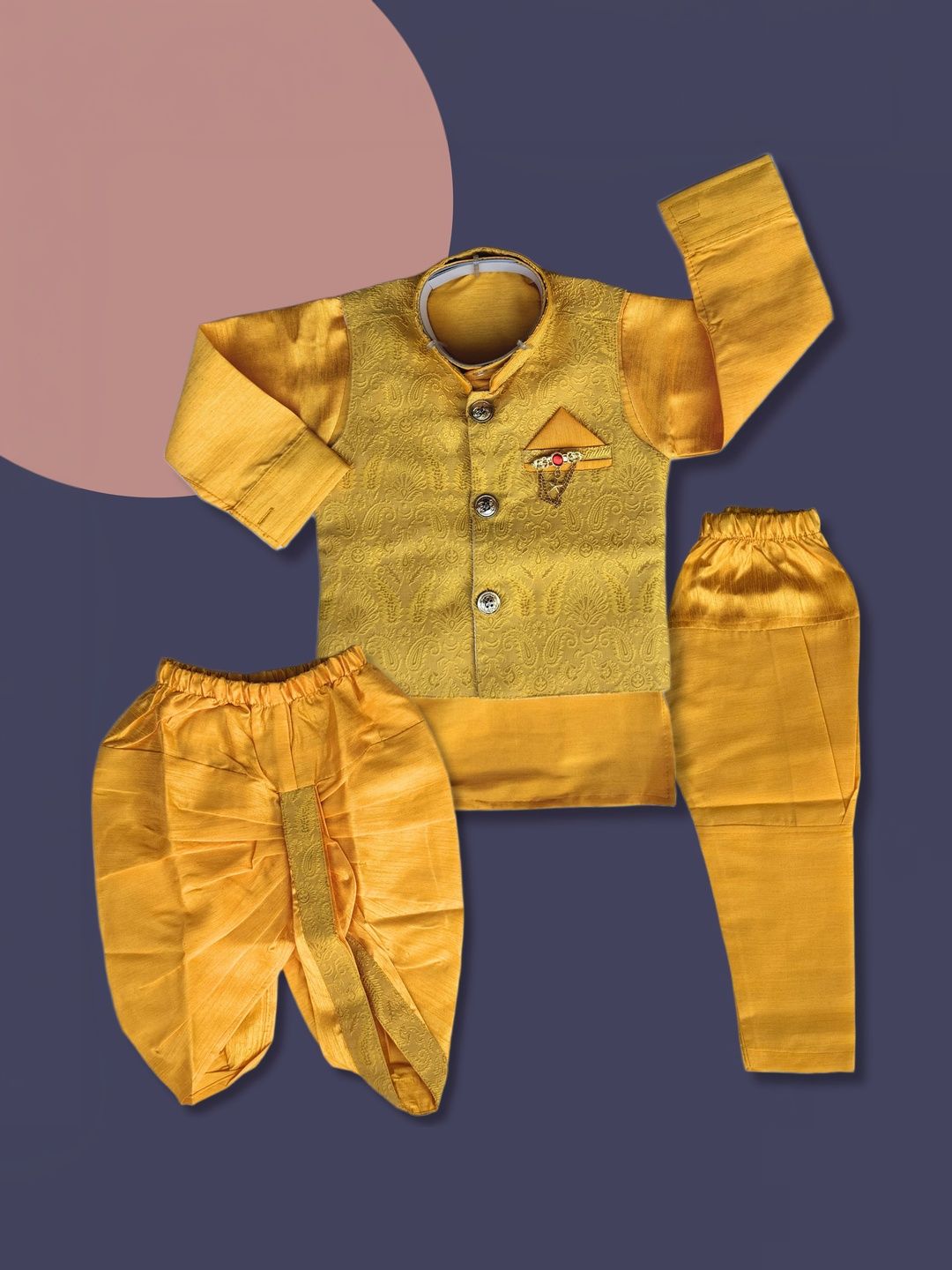 Qutie Ninja Boys Embroidered Mandarin Collar Sherwani-picture-45