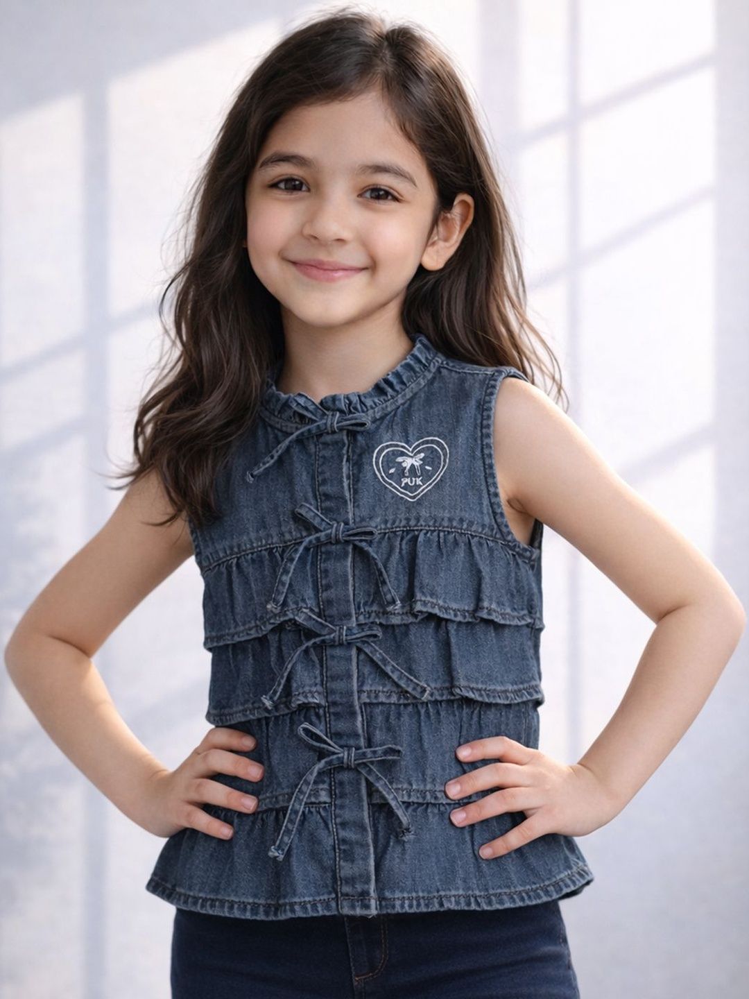 Purple United Kids Kids Girls Mid Blue Denim Tops-picture-33