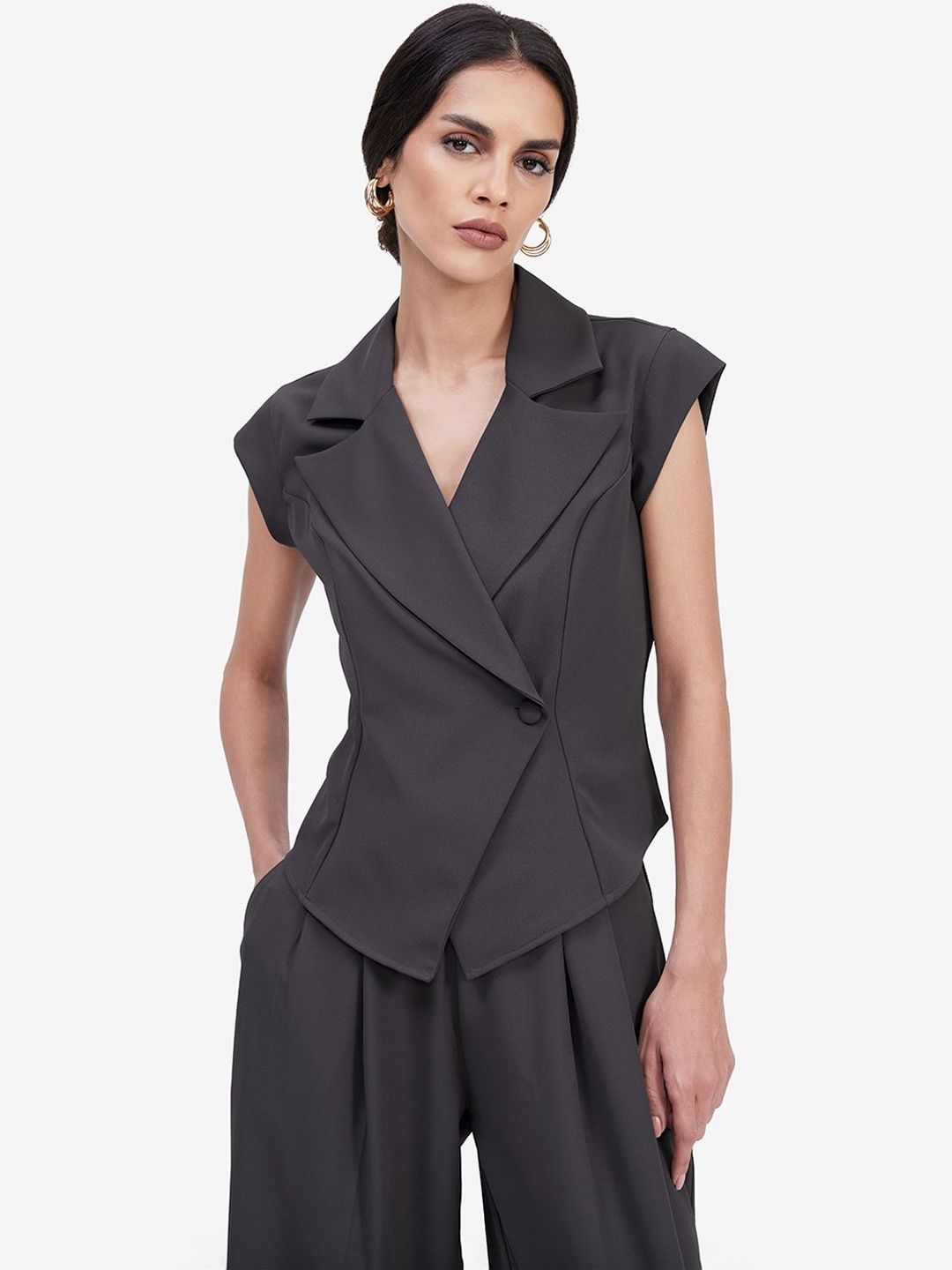 Strong And Brave Tailored Cap Sleeves Blazer Tops-picture-31