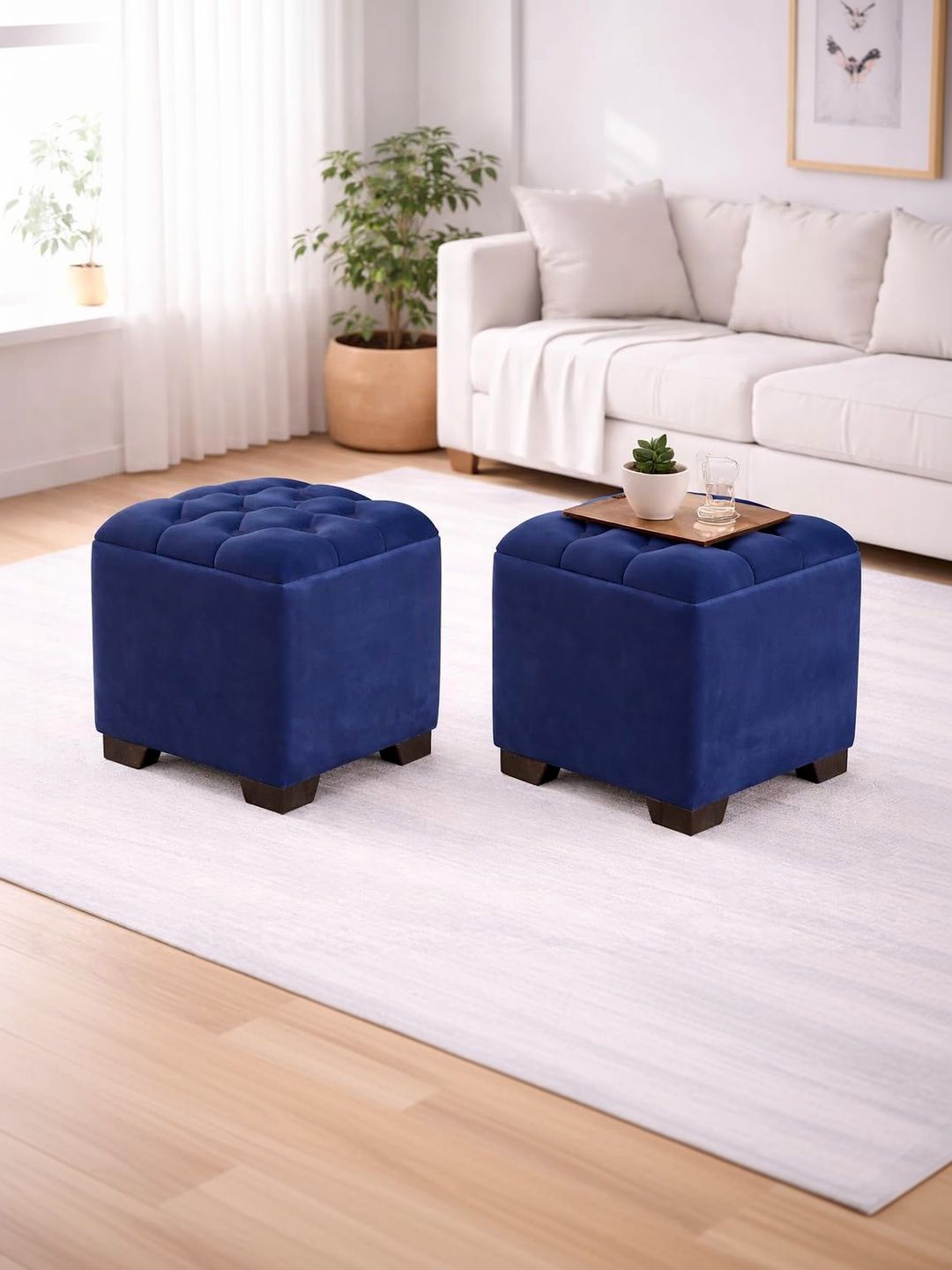 Shadowkart 2-Pcs Blue Square Ottomans-picture-14