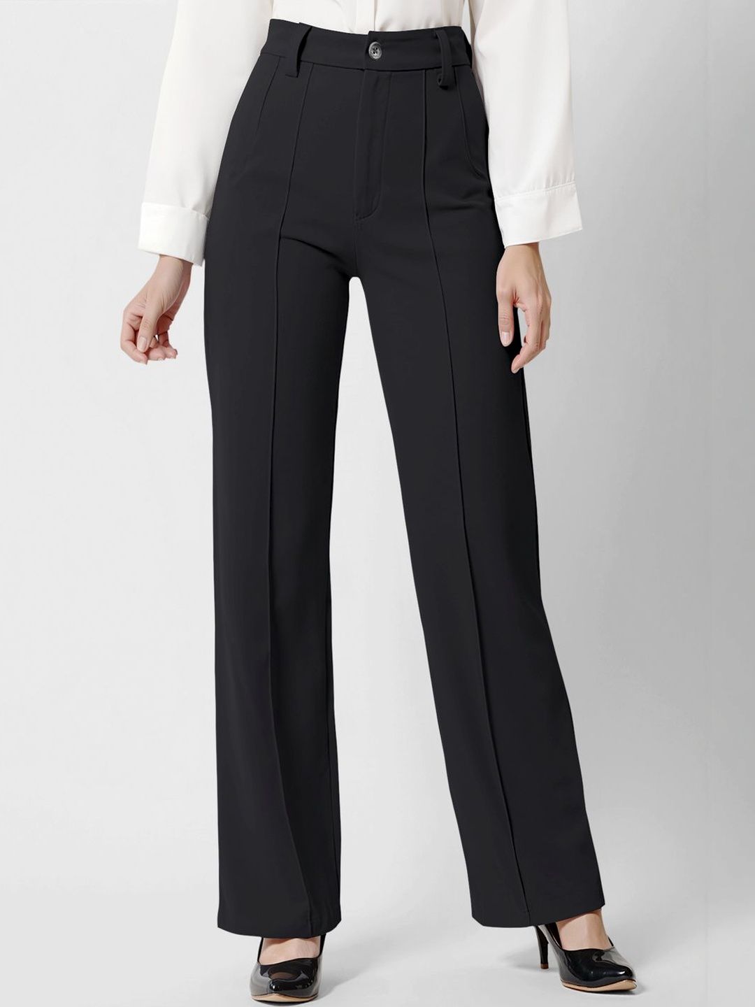 Navyankaa Women Straight Fit High-Rise Trousers-picture-24