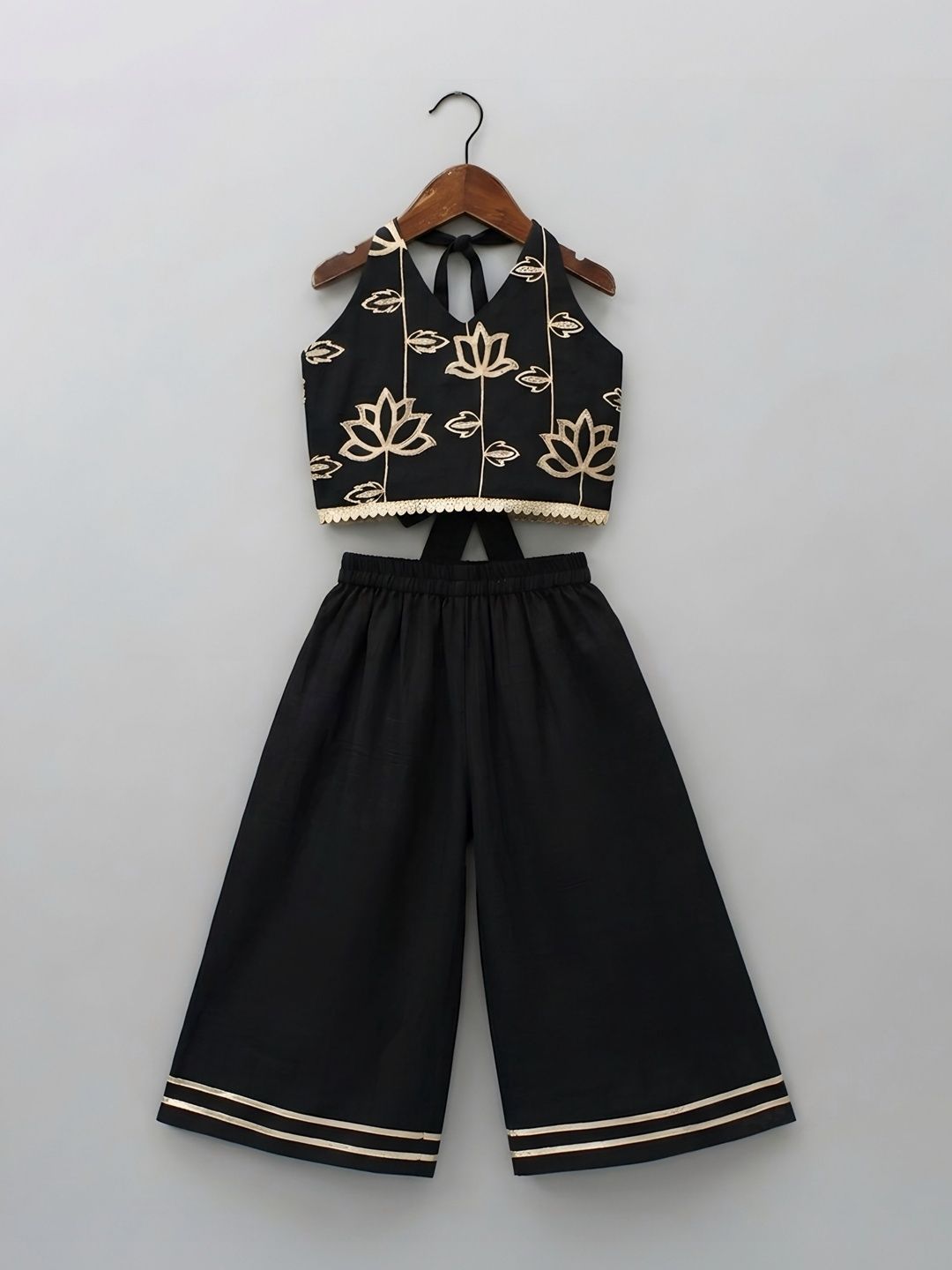 SHAHUDI DESIGNER Girls Embroidered Top with Palazzos-picture-11