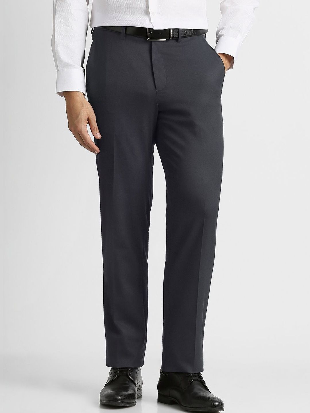 Van Heusen Men Navy Solid Trousers-picture-19