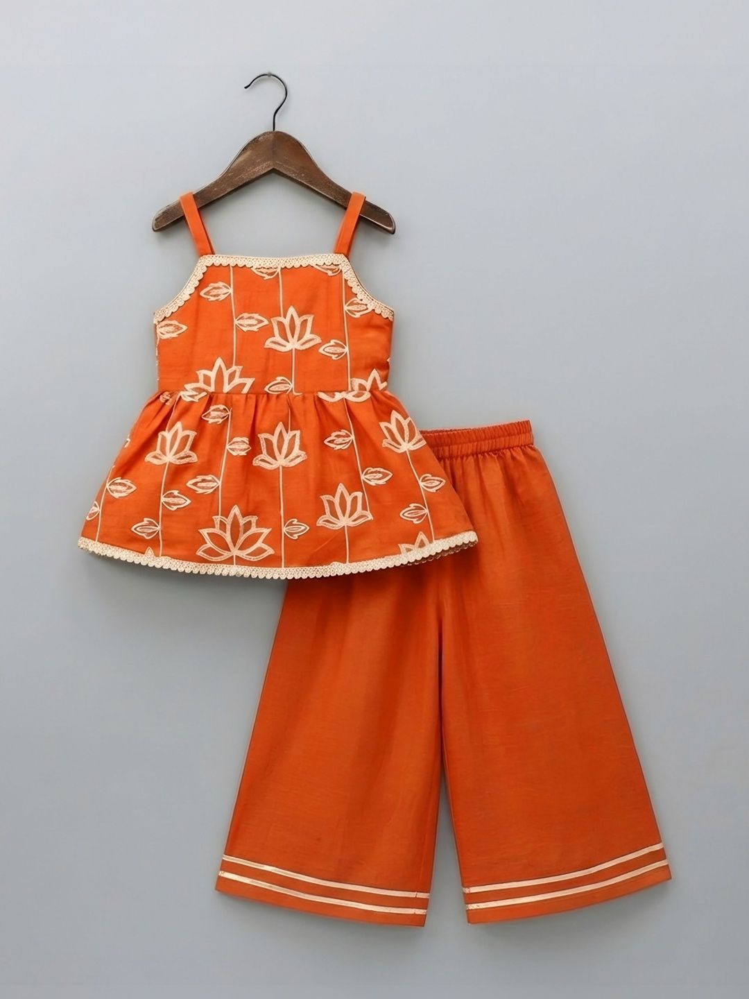 KidsFlower Girls Embroidered Kurta with Palazzos-picture-28