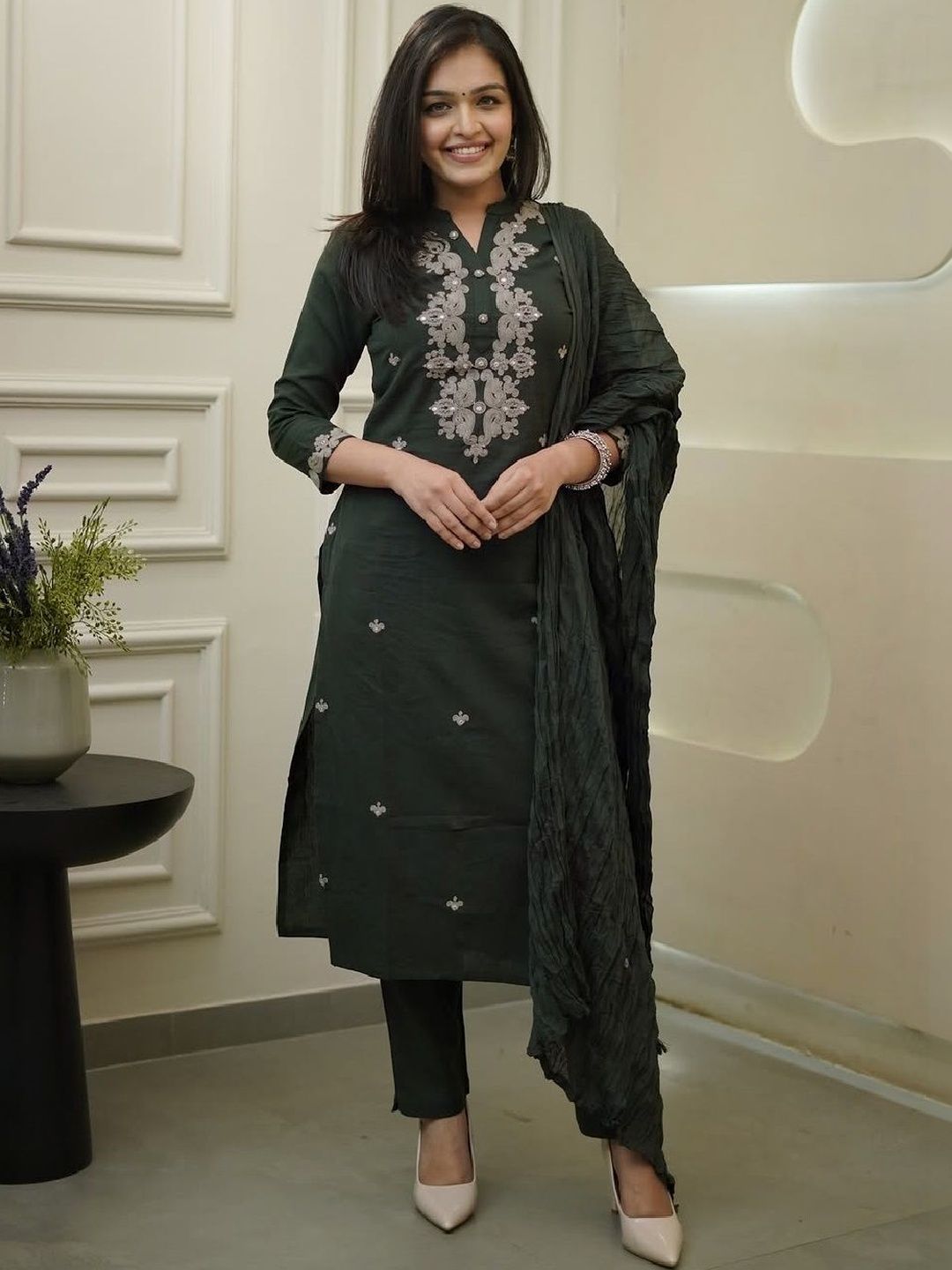 Moda Rapido Women Ethnic Motifs Embroidered Regular Sequinned Kurta with Trousers & With Dupatta-picture-29