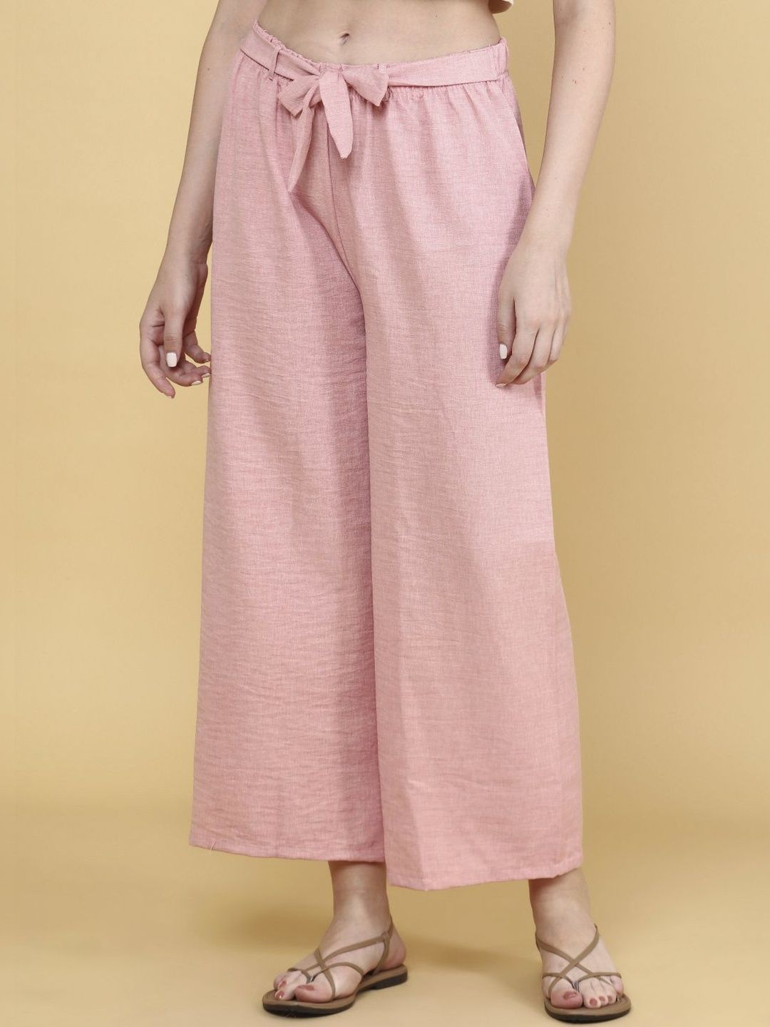 V-Mart Women Western Solid Fake Linen Trousers-picture-26