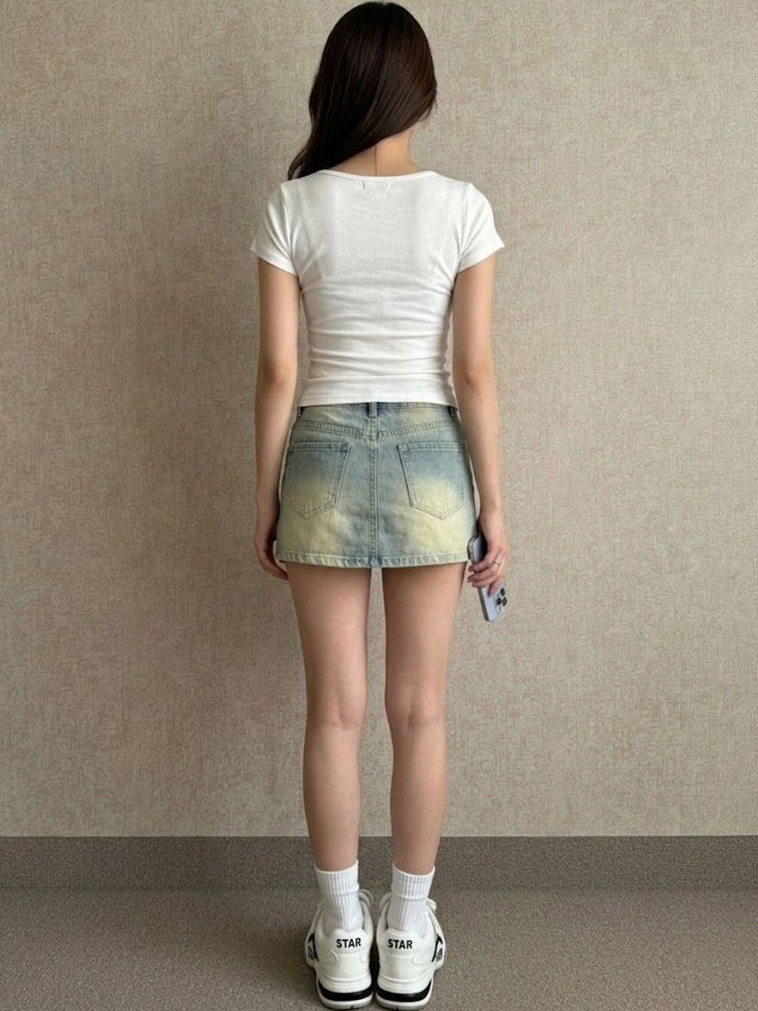 StyleCast x Revolte Women Frayed Denim Mini Skorts Skirt view 2