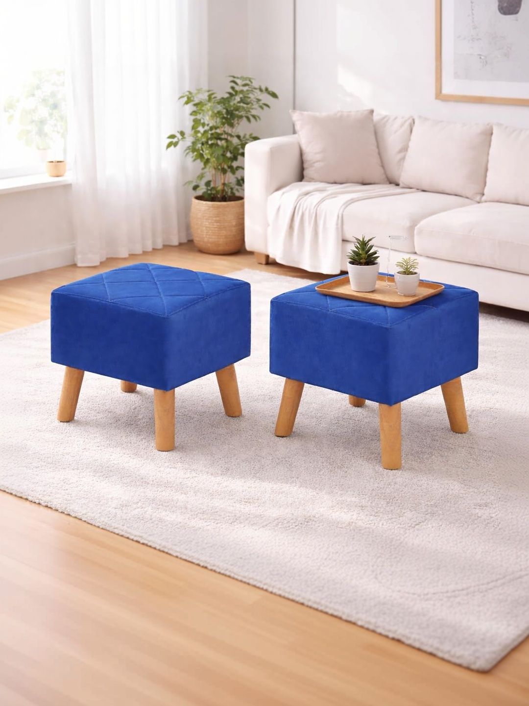 Shadowkart 2-Pcs Blue Square Ottomans-picture-31