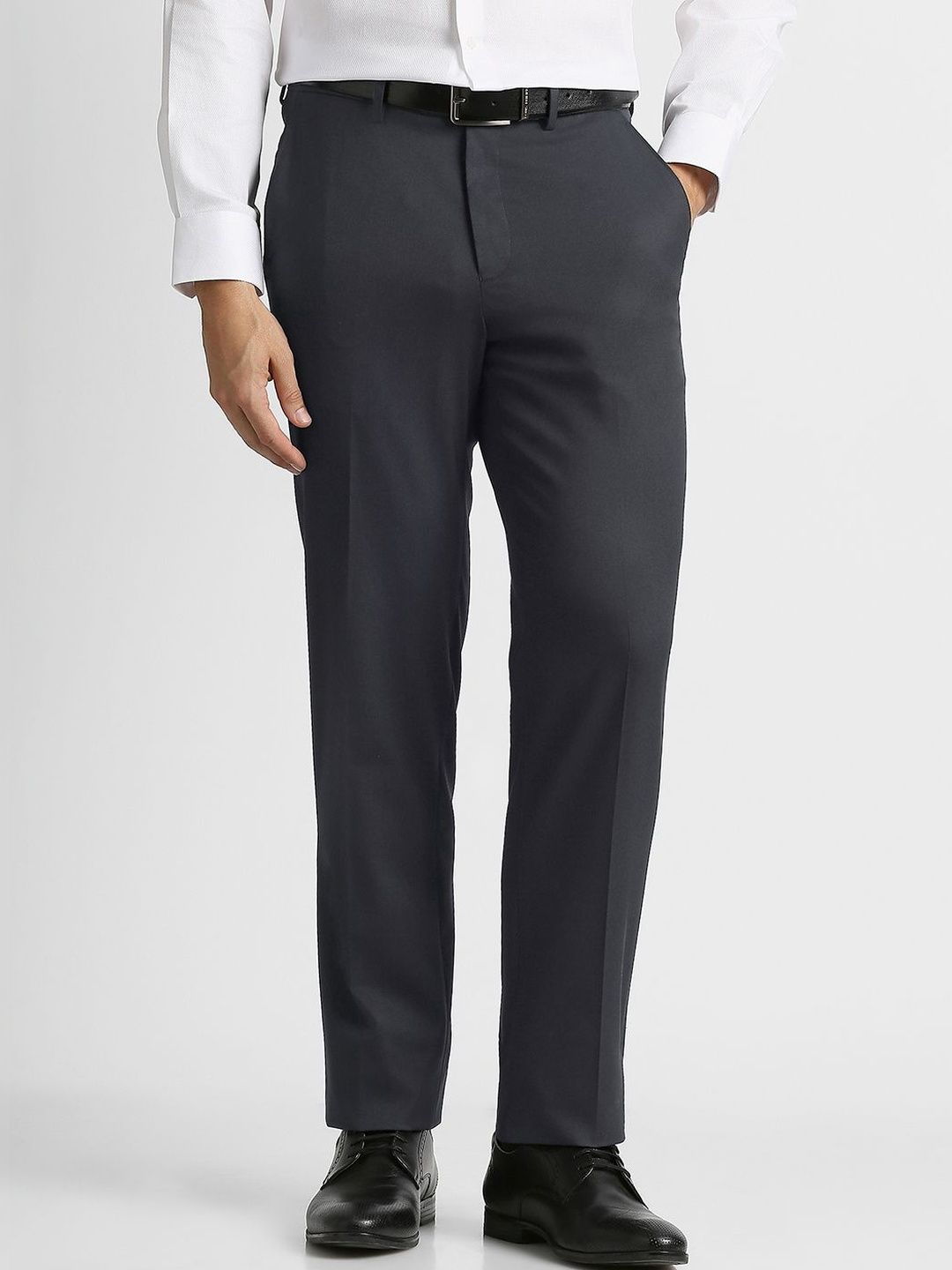 Van Heusen Men Navy Solid Trousers-picture-20