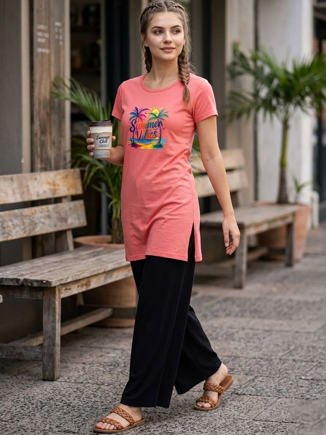 VERO AMORE Printed Round Neck Lounge T-shirts-picture-44