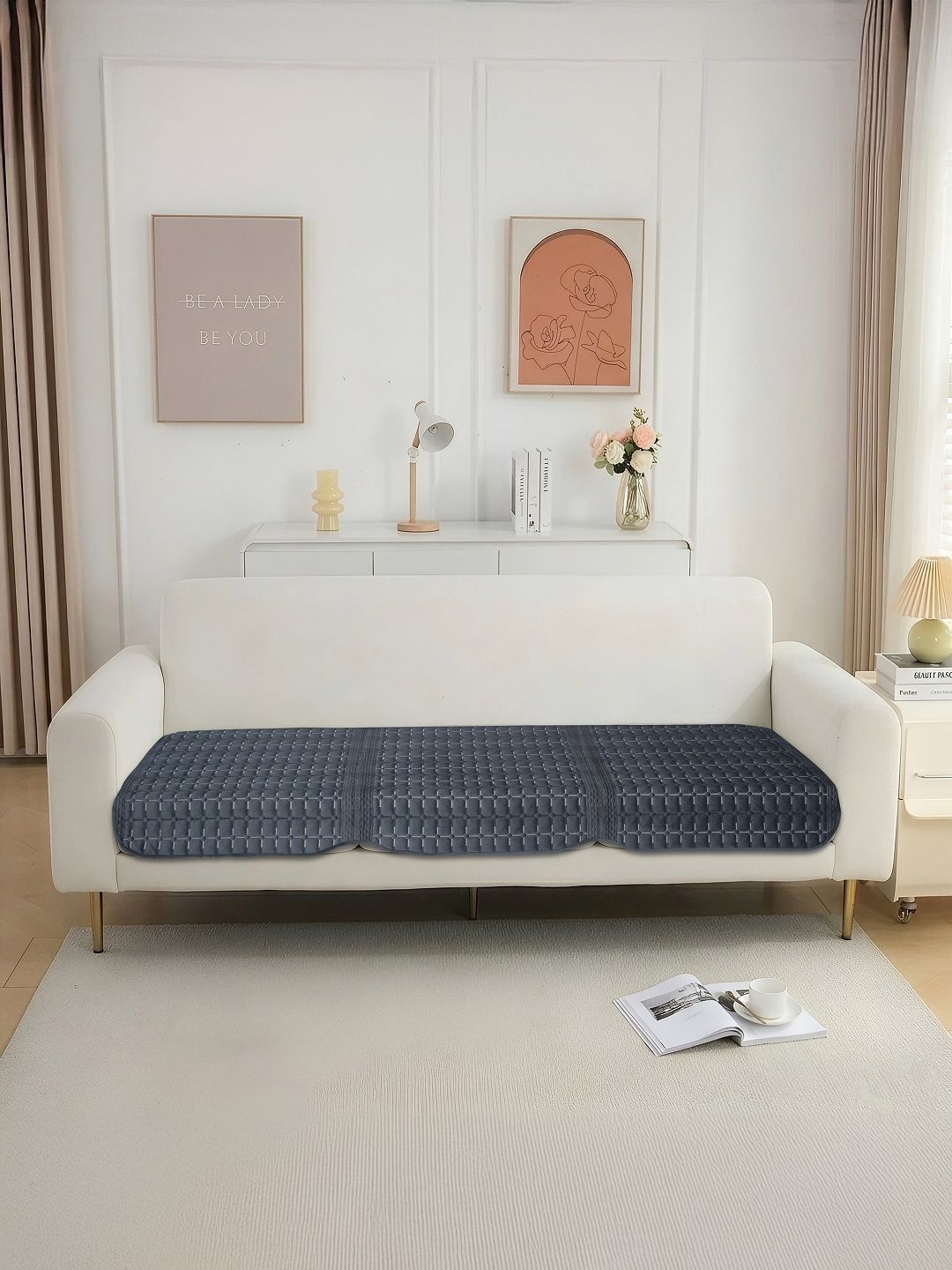 Aura Grey 1 Piece Sofa Cover Without Arms-picture-35