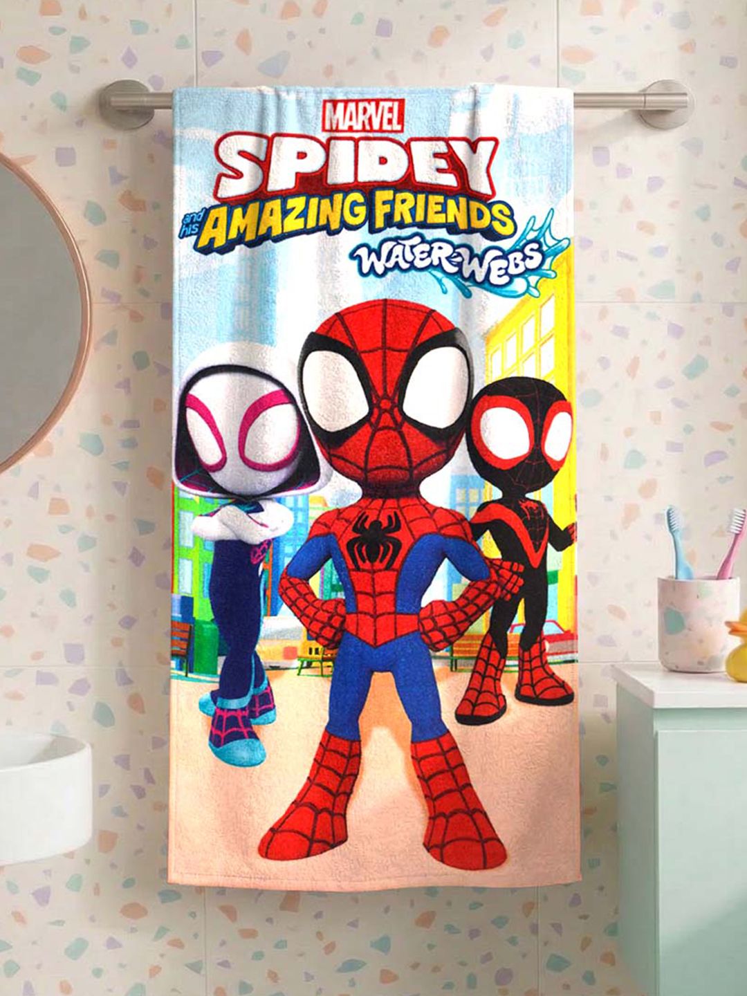 Athom Living Marvel Spidey Character Theme Kids Pure cotton 350GSM Bath Towel
