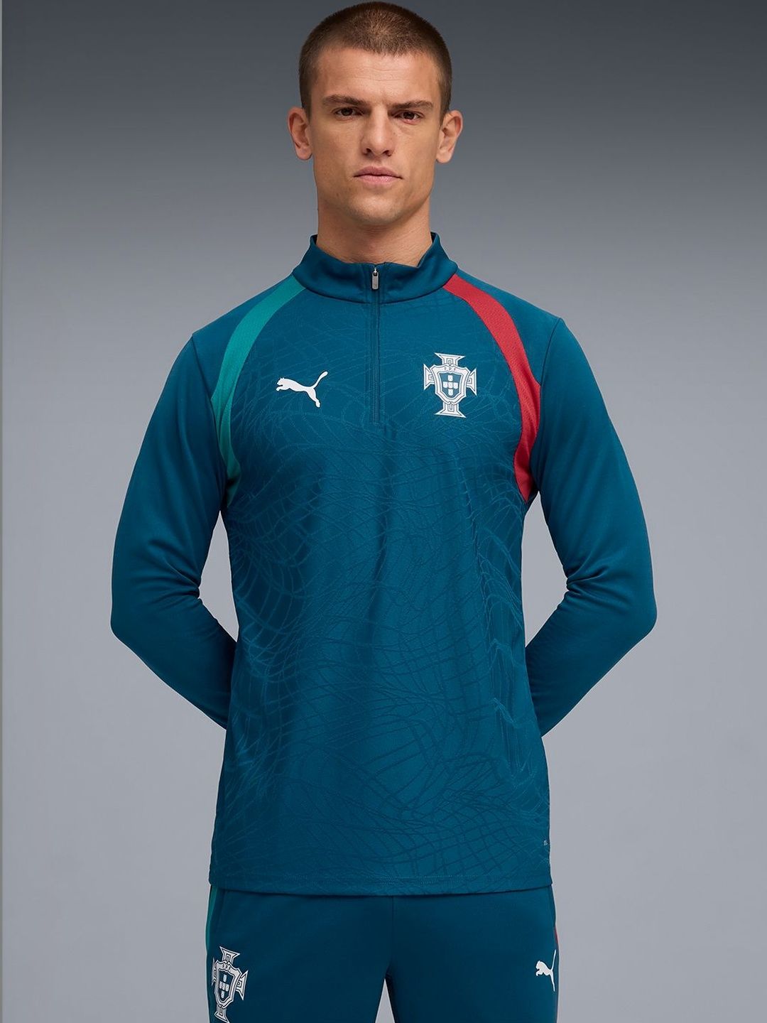 Puma Portugal Men's Quarter-zip Football Training Tshirts-image-38