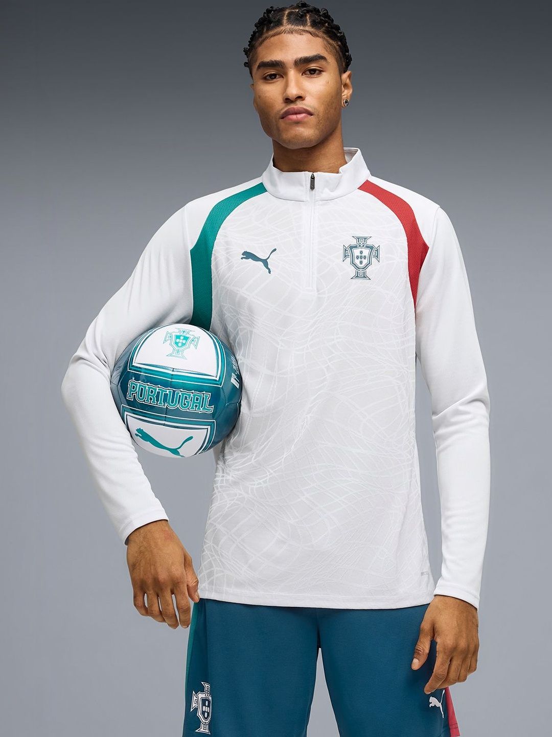 Puma Portugal Men's Quarter-zip Football Training Tshirts-image-48
