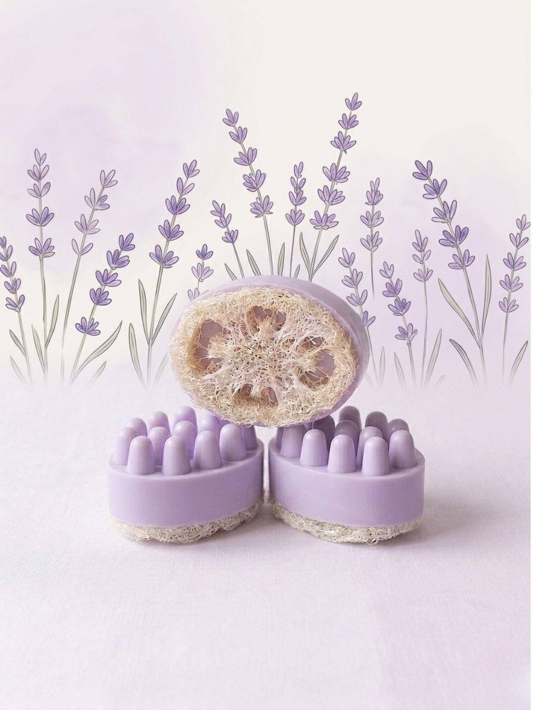 SERAAF Set Of 3 Lavender Soap With loofah - 120 g Each-image-44
