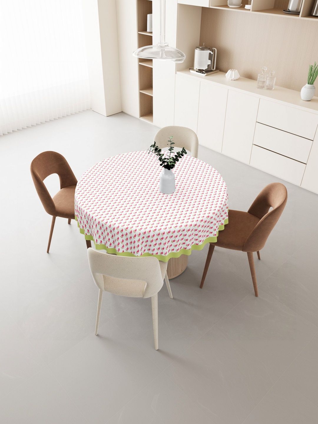 Texstylers Pink Anti-Slip Cotton Round 4-Seater Table Cover-picture-51