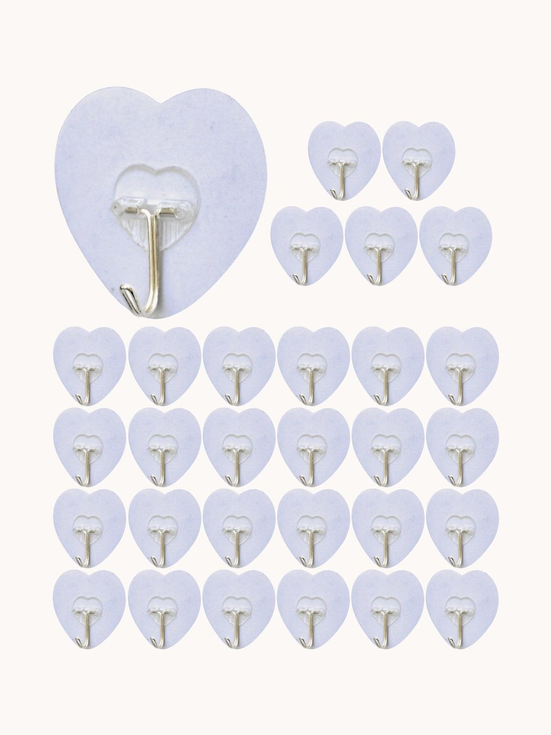 BESTZONE RETAIL MALL 30-Pcs Transparent Self Adhesive Wall Mount Sticker Hanger Hooks-image-49