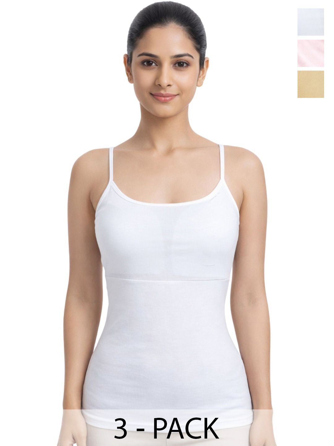 DChica Pack of 3 Cotton Lightly Padded Camisoles-picture-23