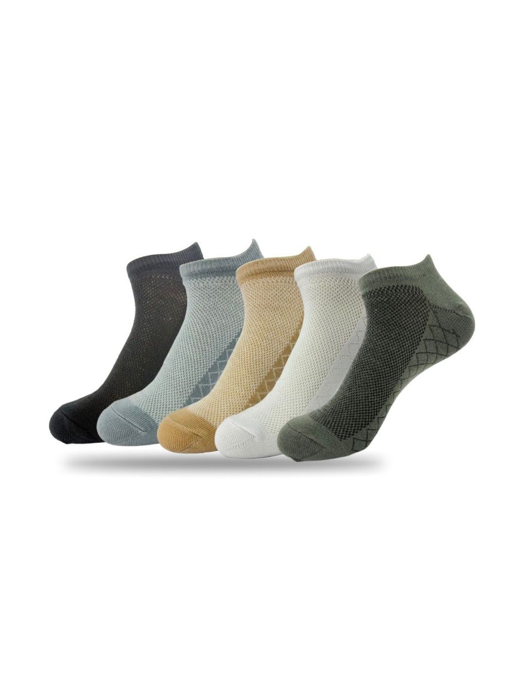 PRASTHAN Men Pack Of 5 Patterned Cotton Blend Ankle Length Socks-image-39