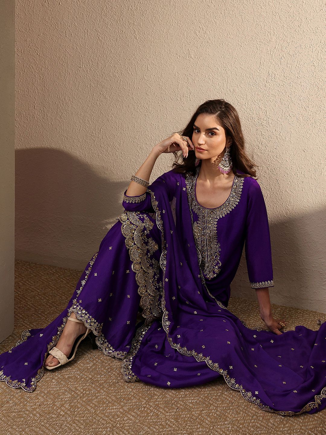 Libas Women Ethnic Motifs Embroidered Regular Kurta with Palazzos & With Dupatta-picture-44