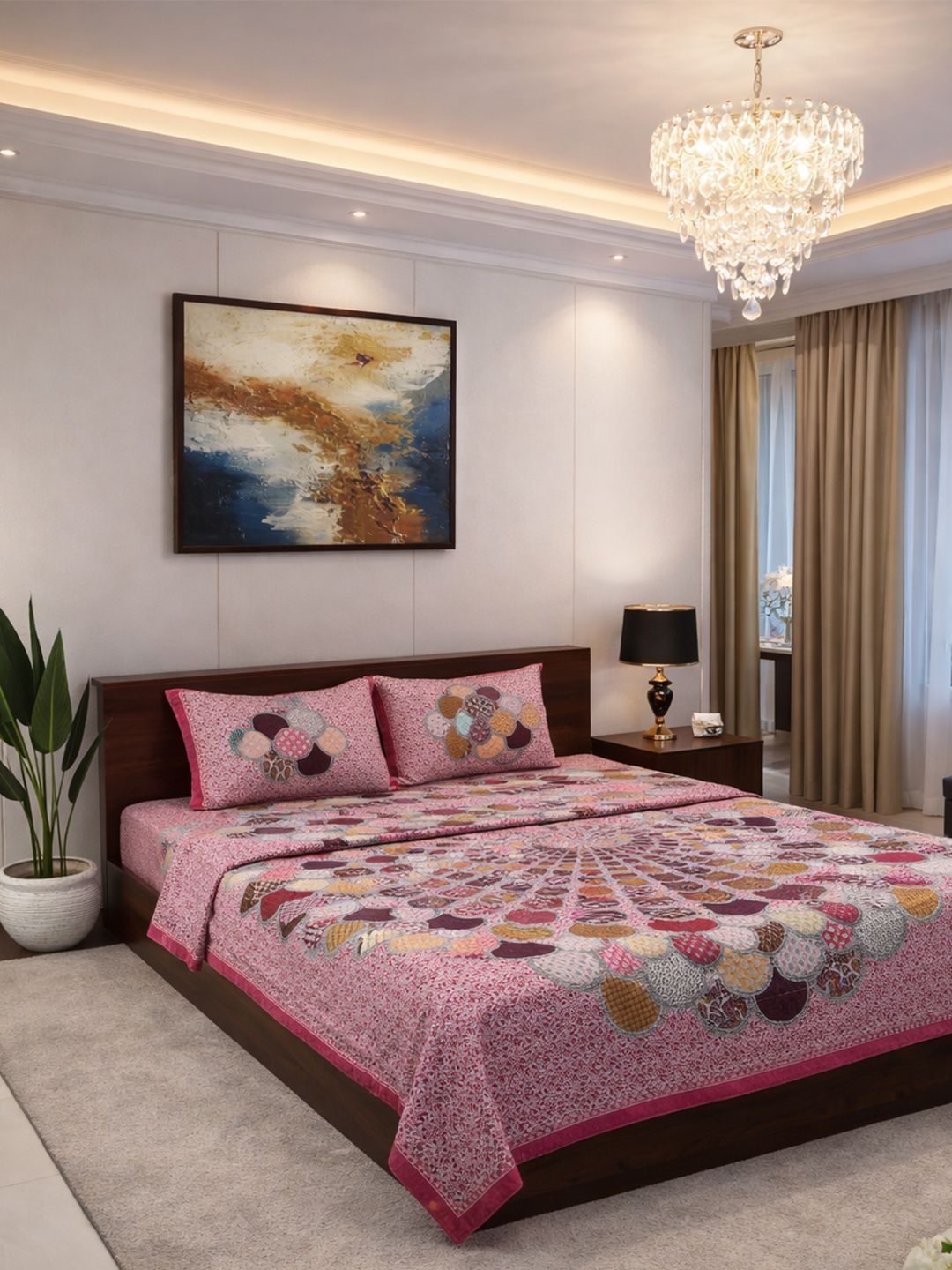 Steve & Anderson Lush 100TC Cotton Bedsheet With 2 Pillow Covers & Double Bed AC Comforter-image-49
