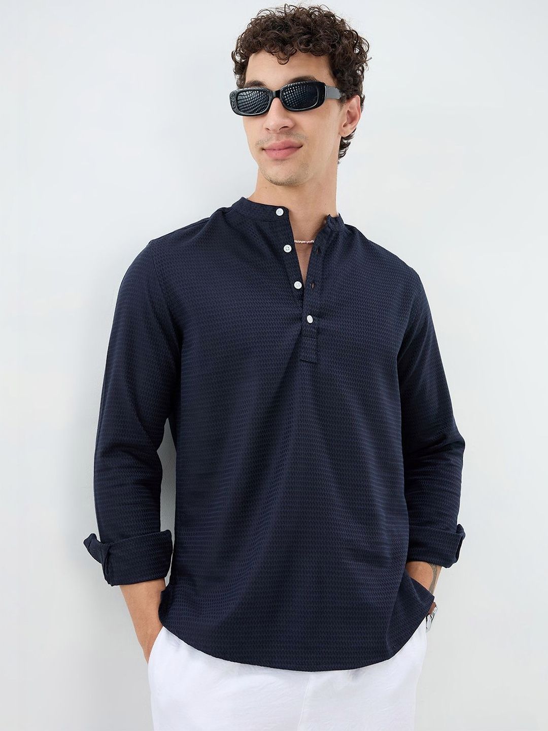 VASTRADO Men Solid Textured Woven Design Cotton Kurta-picture-34