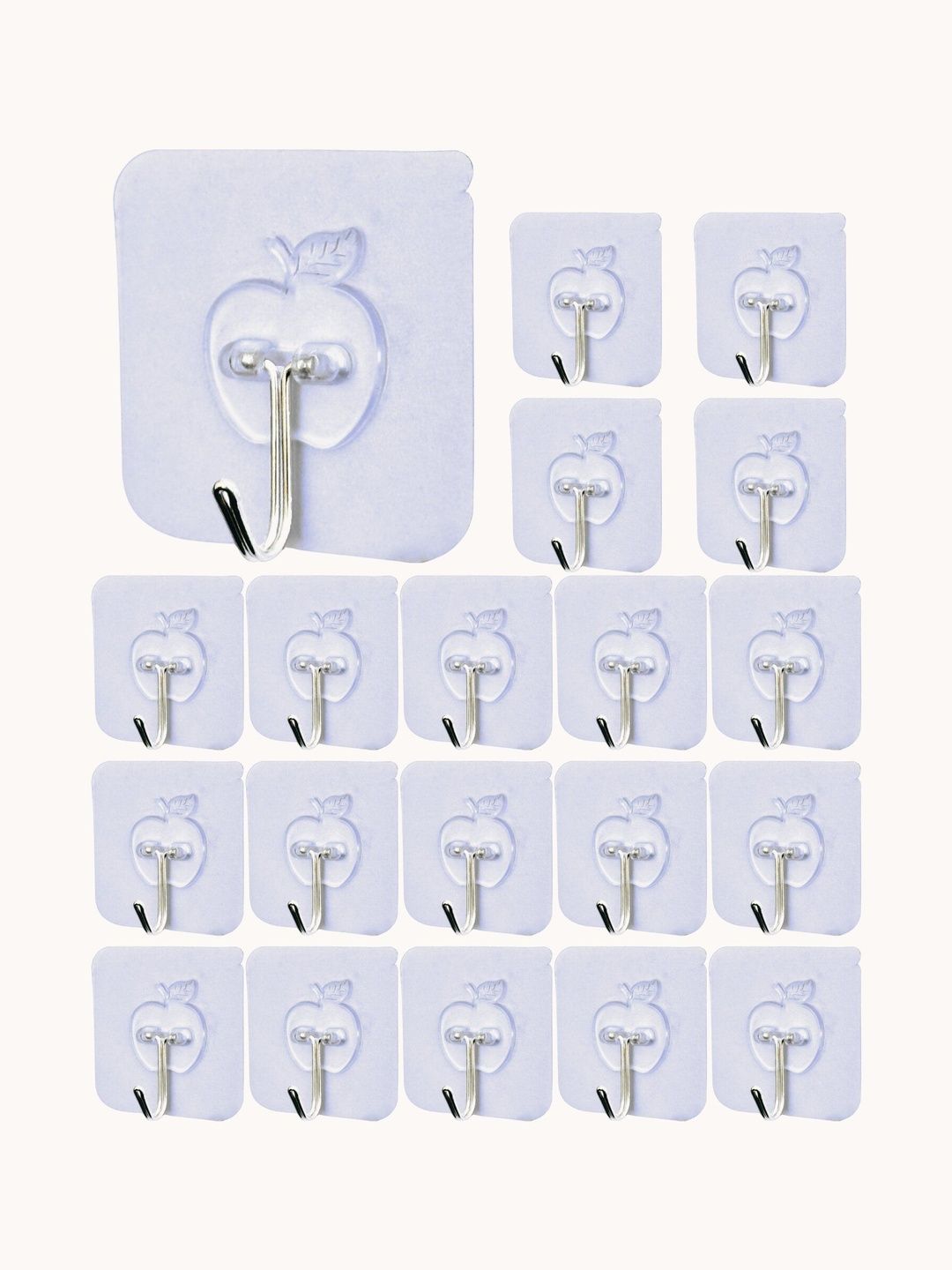 BESTZONE RETAIL MALL 20-Pcs Transparent Self Adhesive Wall Mount Sticker Hanger Hooks-picture-25