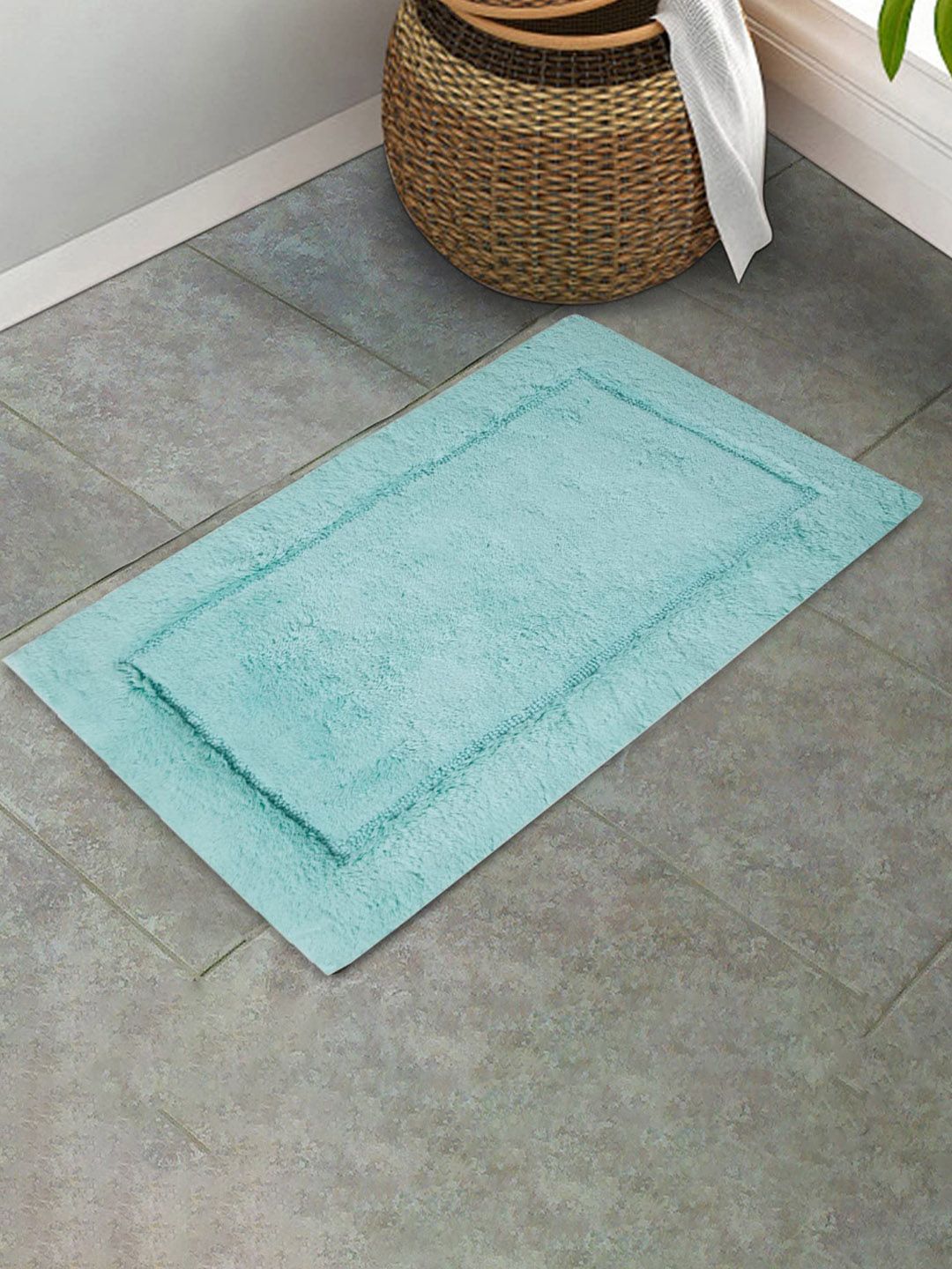 SPACES Green Cotton Anti-Skid Bath Rugs-image-44