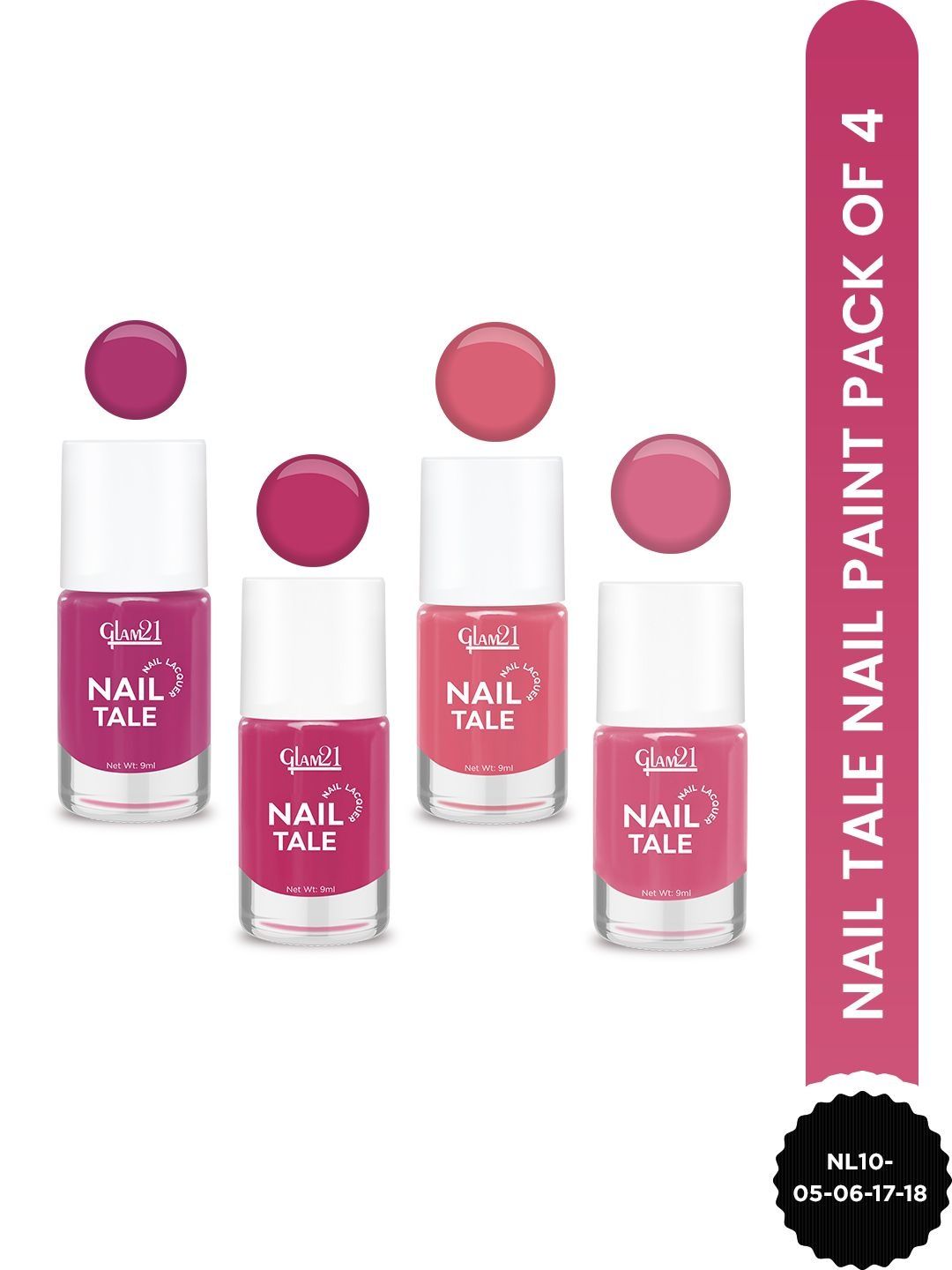 GLAM21 Set Of 4 Nail Tale Nail Lacquer - 9 ml Each -05 - 06 - 17 - 18-picture-51