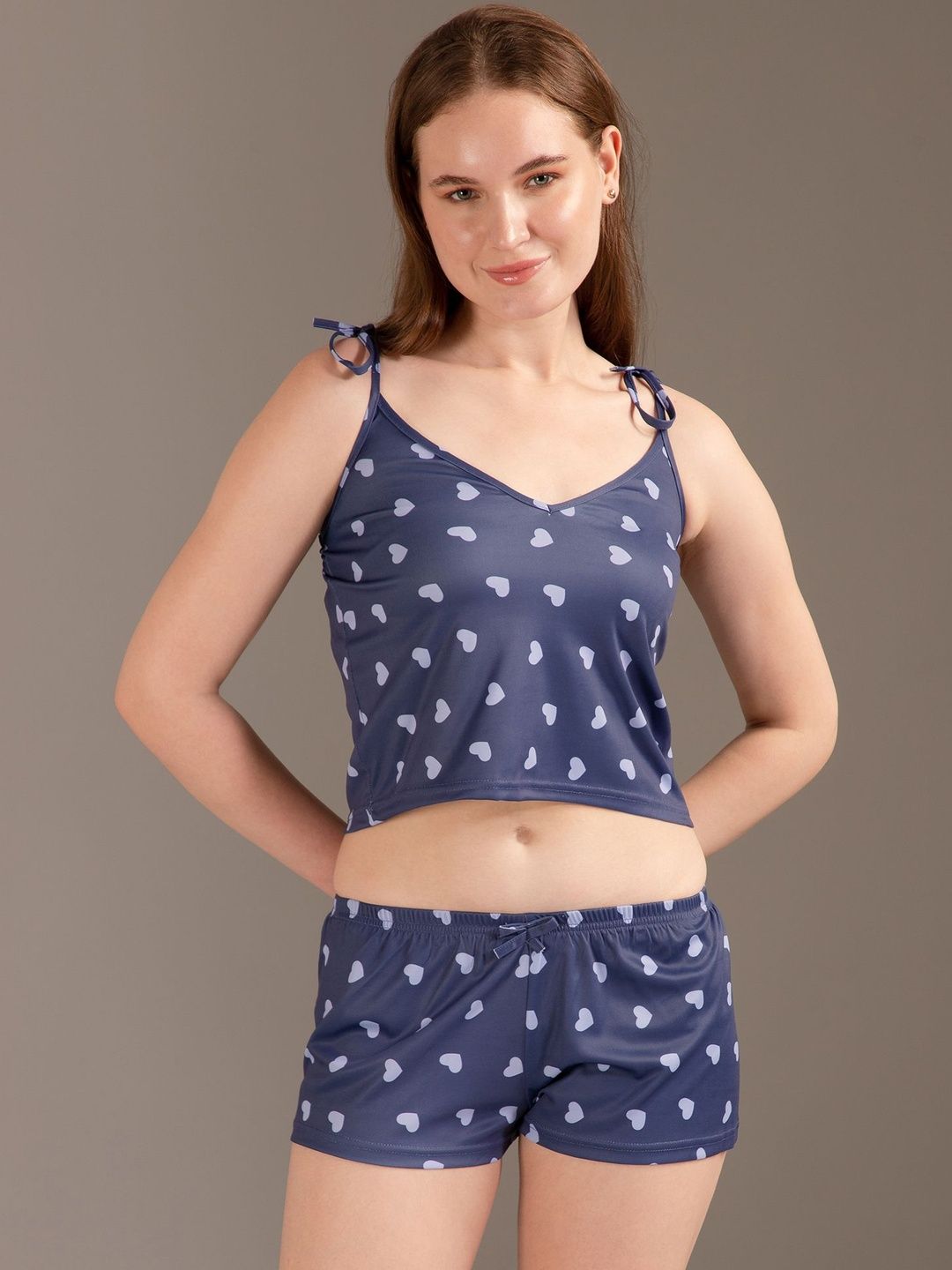 Dressberry Women Printed Cami-Top And Shorts Night Suit-image-44