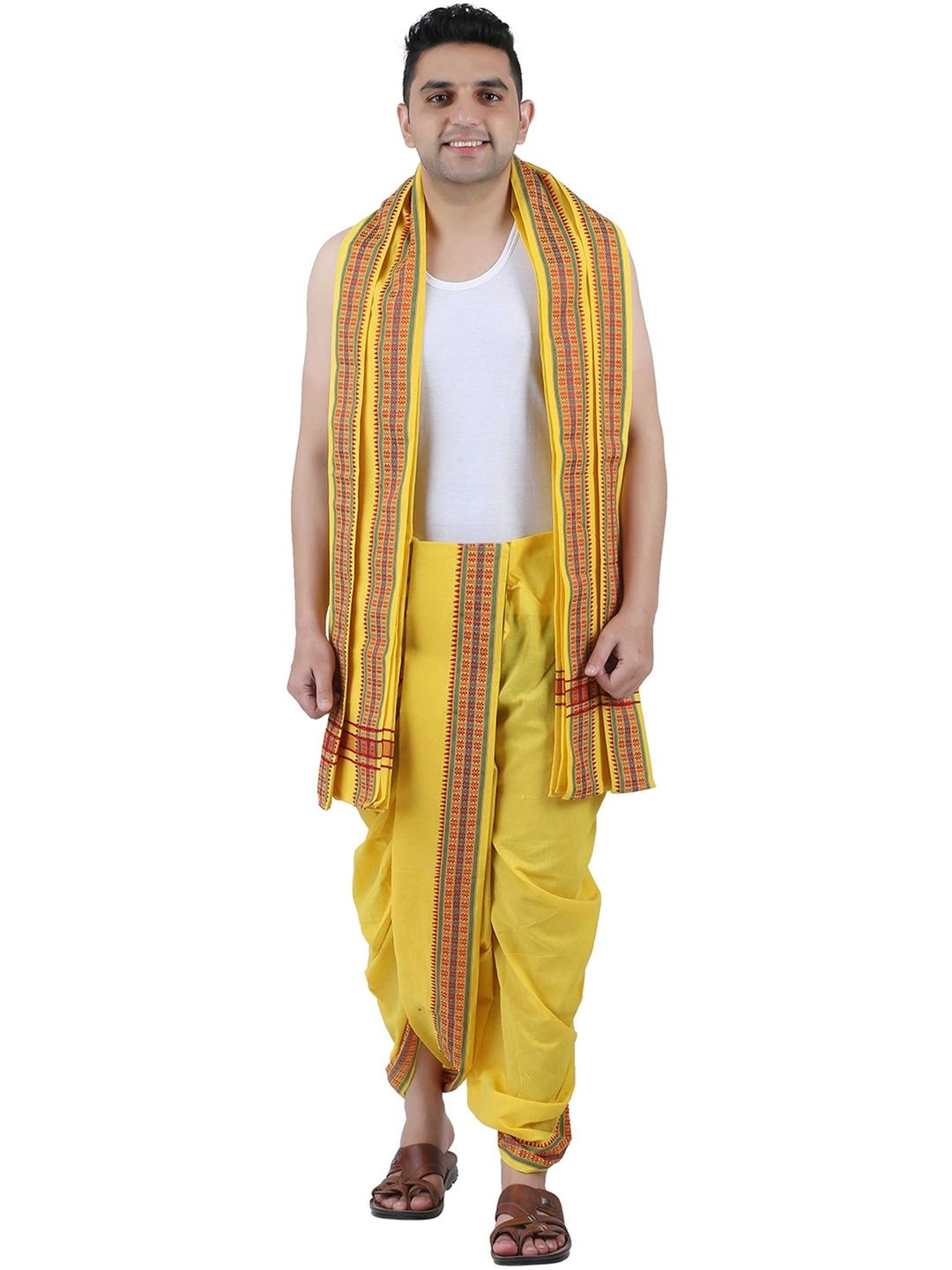 PRAKASAM COTTON Men Cotton Dhoti Dhotis-image-3