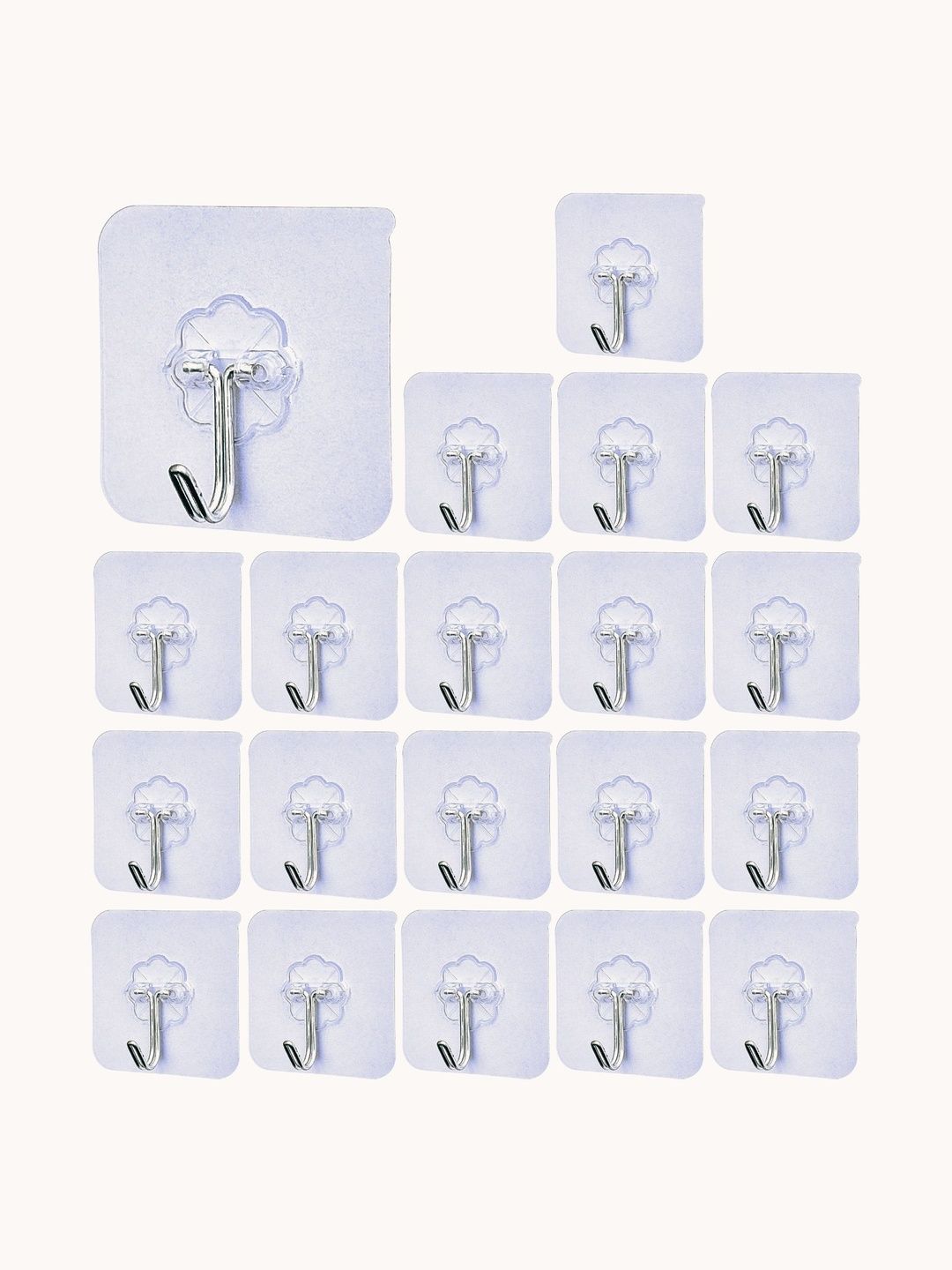 BESTZONE RETAIL MALL 20-Pcs Transparent Self Adhesive Heavy Duty No Drill Wall Hooks-picture-33