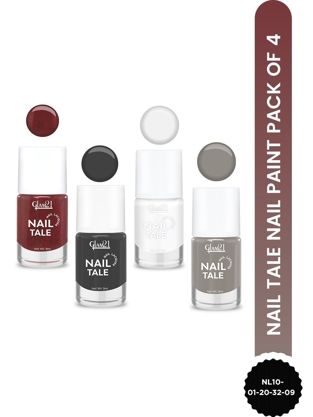 GLAM21 Set Of 4 Nail Tale Nail Lacquer - 9 ml Each -01 - 20 - 32 - 09-picture-9