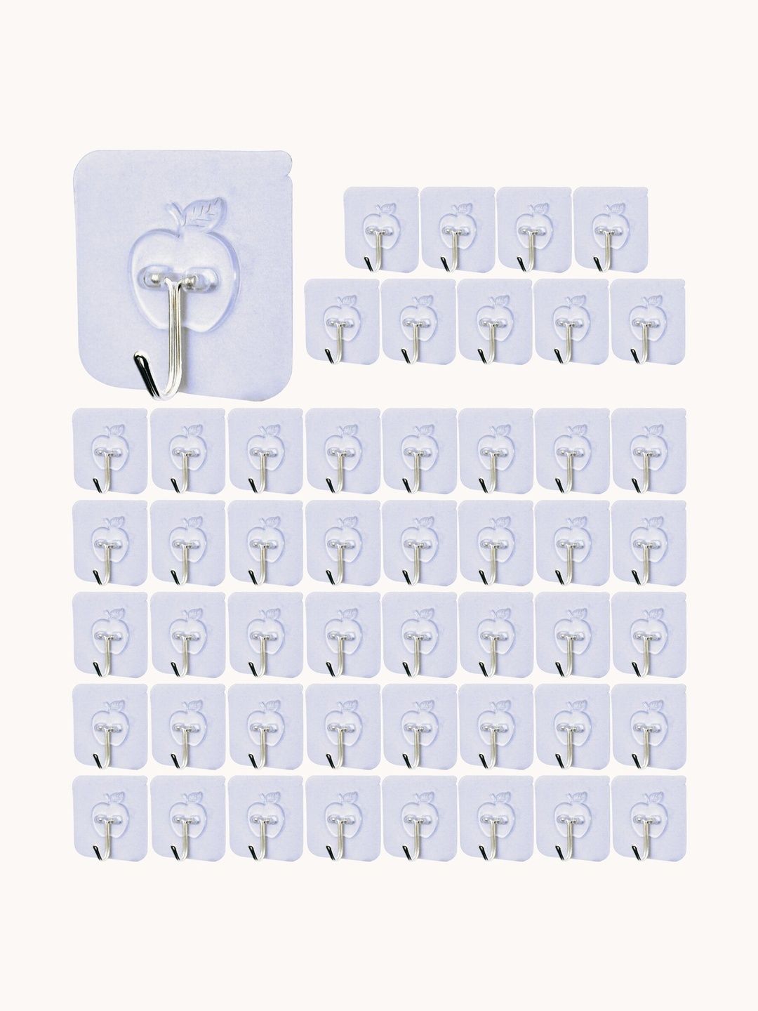 BESTZONE RETAIL MALL 50-Pcs Transparent Self Adhesive Wall Mount Sticker Hanger Hooks-picture-14