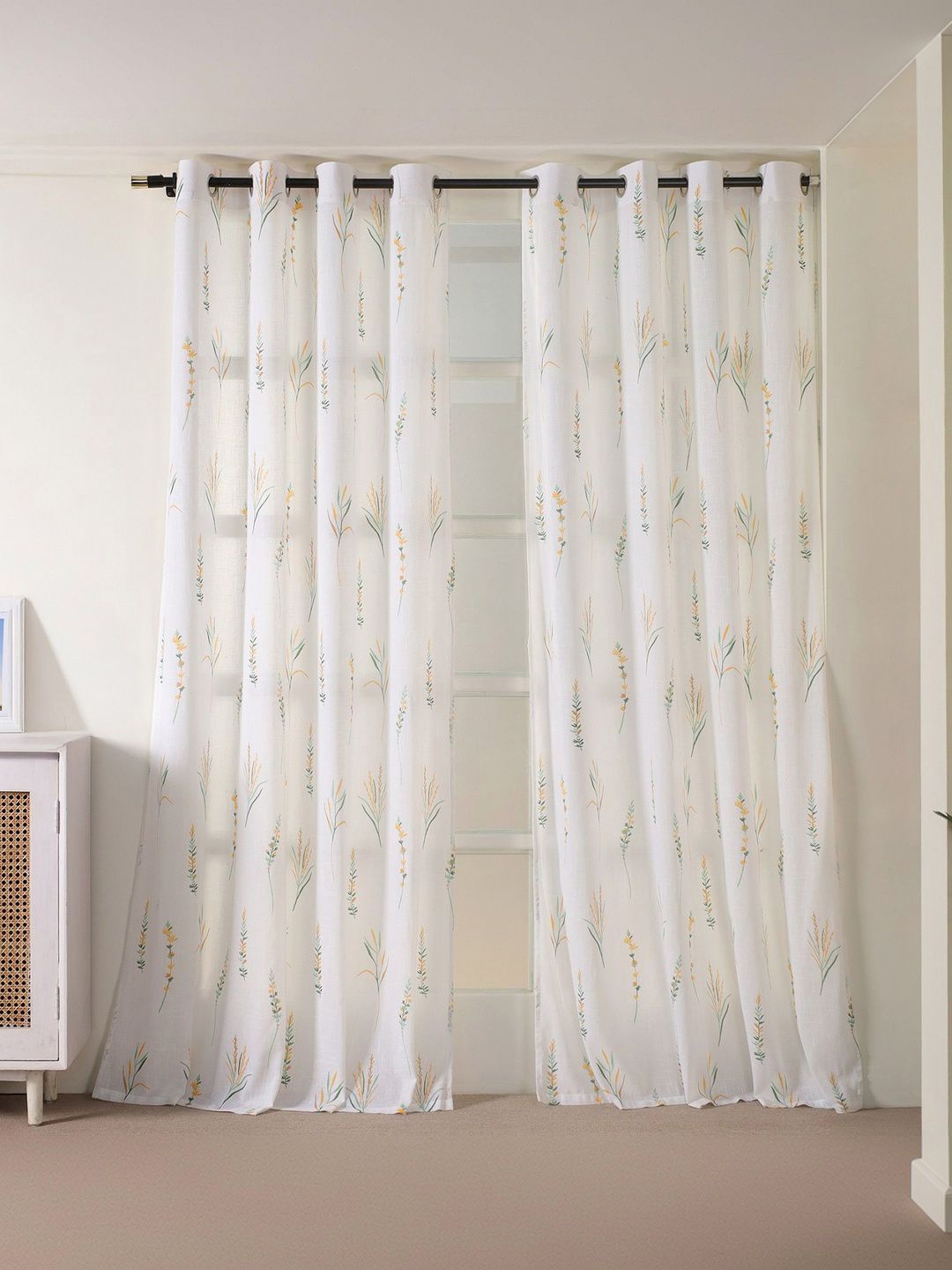 HOMEMONDE Multicoloured Set of 2 Floral Sheer Door Regular-picture-47