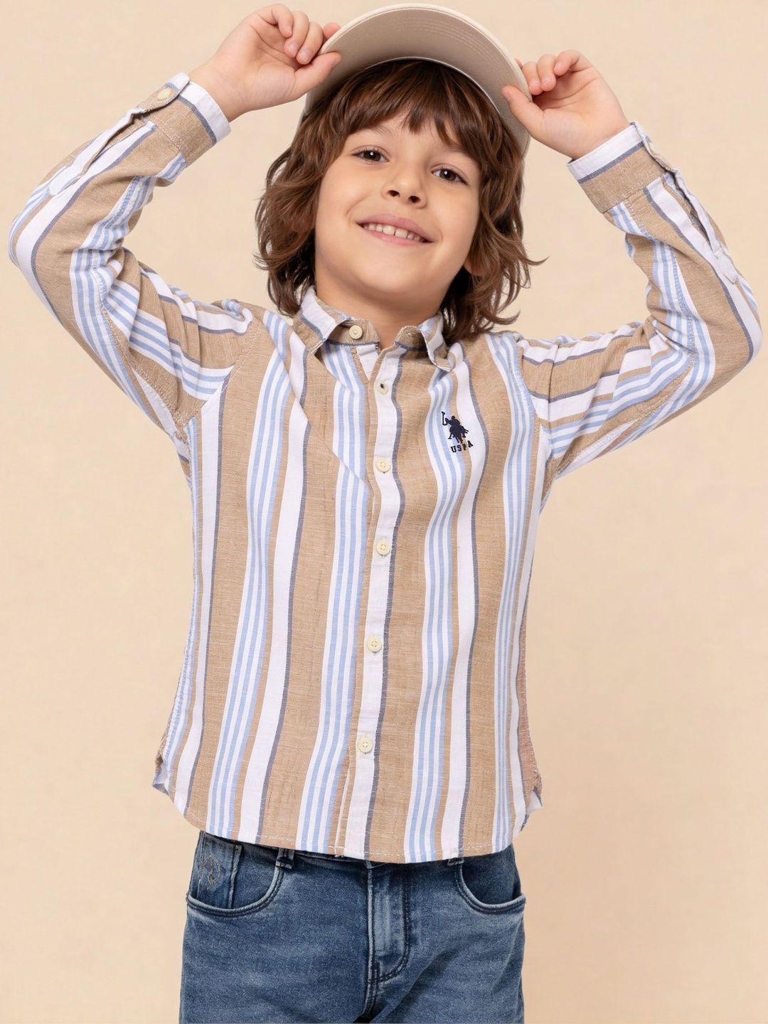 u.s. polo assn. kids U.S. Polo Assn. Boys Vertical Striped Dobby Shirts-picture-26