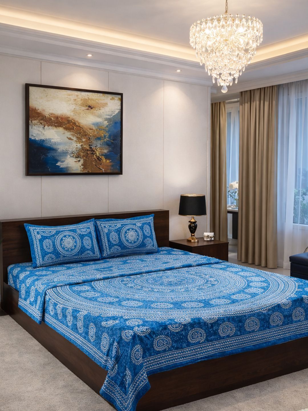 Steve & Anderson Lush 100TC Cotton Bedsheet With 2 Pillow Covers & Double Bed AC Comforter-image-47