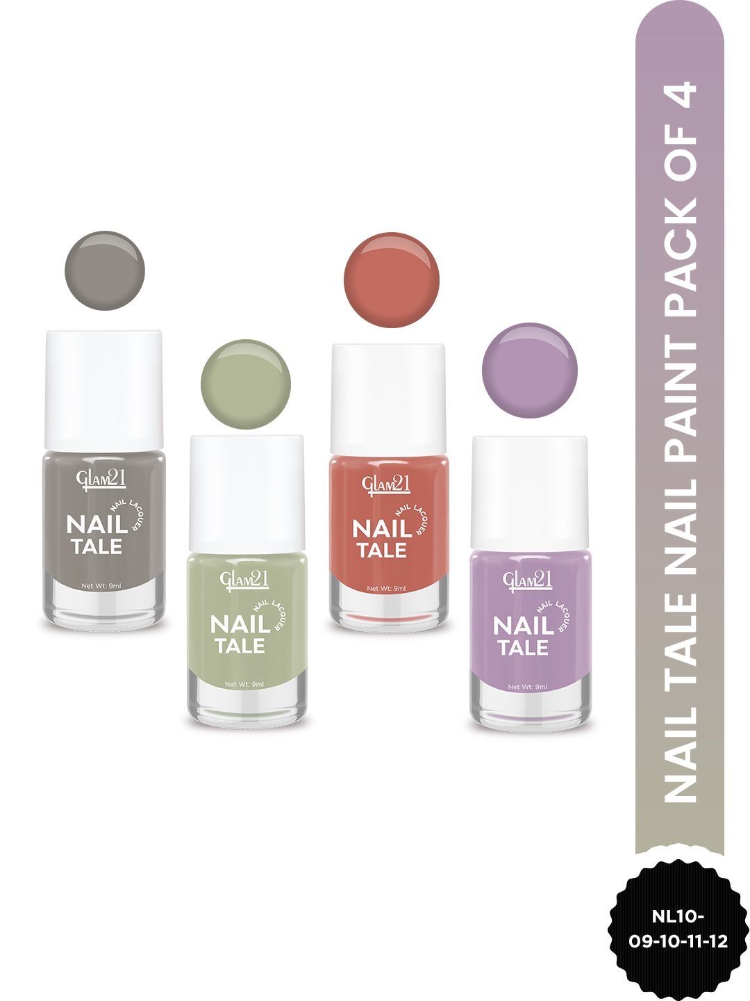 GLAM21 Set Of 4 Nail Tale Nail Lacquer - 9 ml Each -09 - 10 - 11 - 12-picture-14