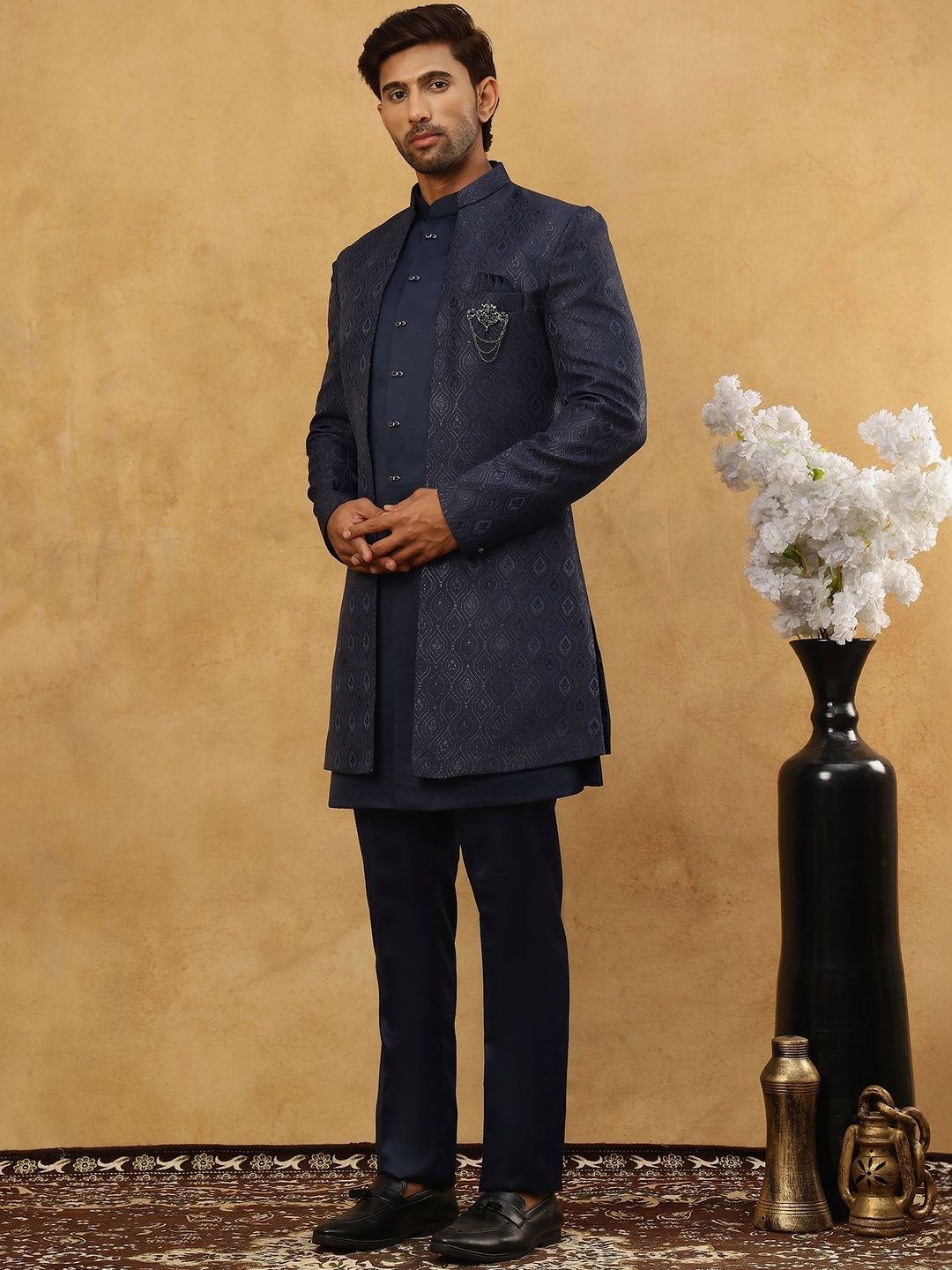 Jompers Designer Mandarin Collar Sherwani-image-10