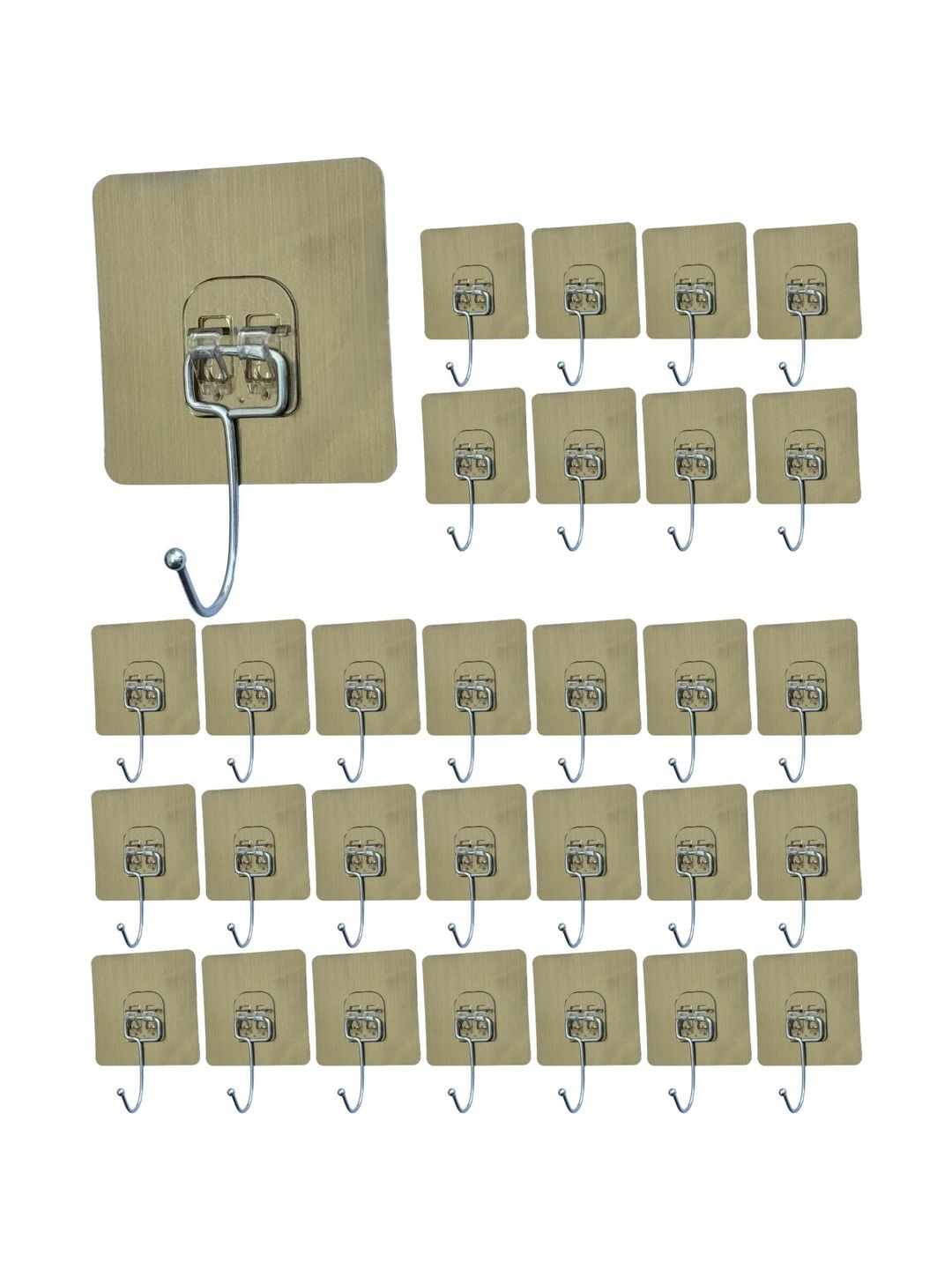 BESTZONE RETAIL MALL 30-Pcs Beige Self Adhesive Wall Mount Sticker Hanger Hooks-picture-20