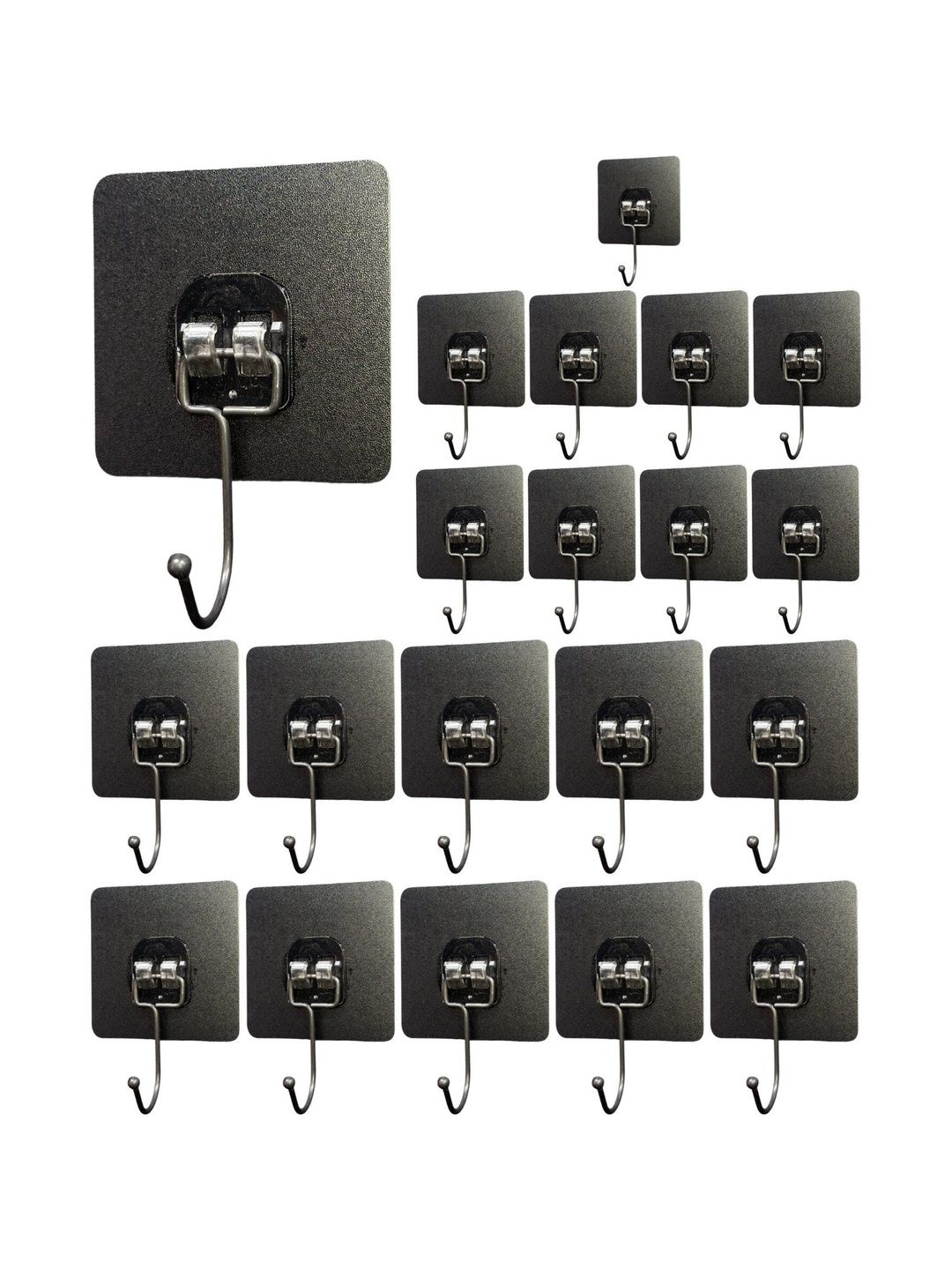 BESTZONE RETAIL MALL 20-Pcs Black Self Adhesive Wall Hooks-image-42