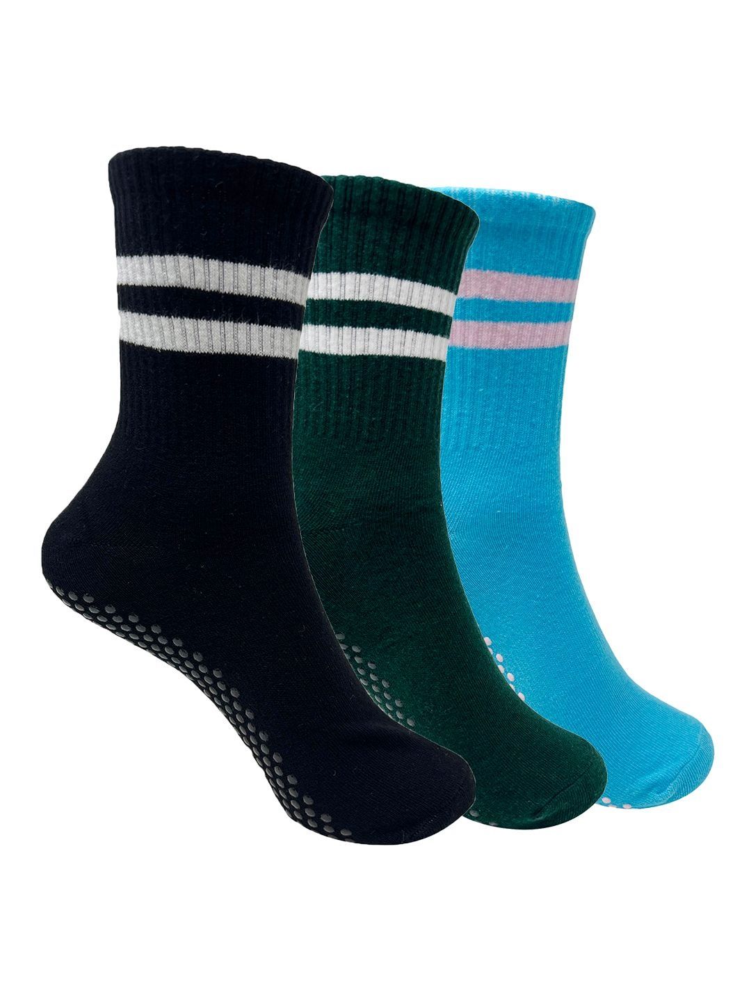 Mint & Oak Women Pack of 3 Cotton Blend Assorted Calf Length Socks-picture-38