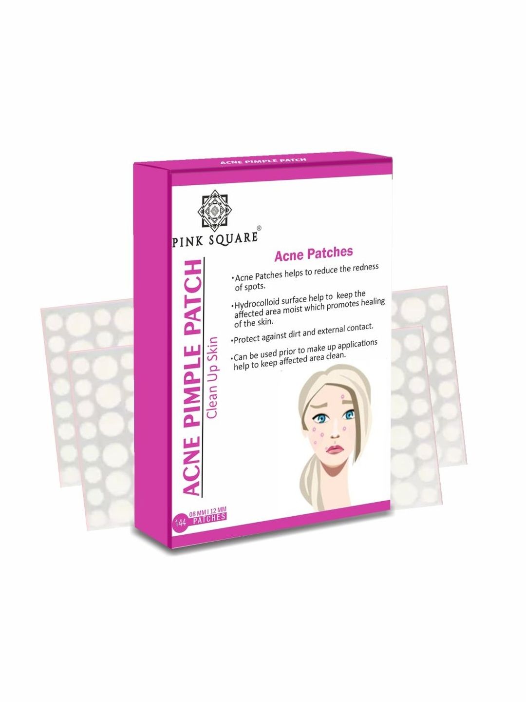 Pink Square Hydrocolloid Acne Spot Patches - 144 Patches-image-33