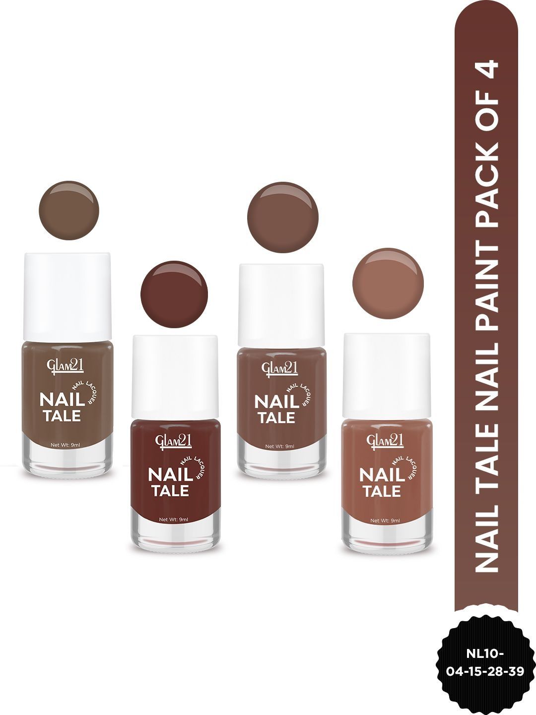 GLAM21 Set Of 4 Nail Tale Nail Lacquer - 9 ml Each -04 - 15 - 28 - 39-picture-44