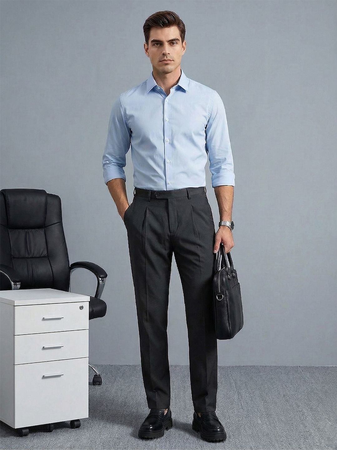 INVICTUS Men Slim Fit Pleated Formal Trousers-picture-37