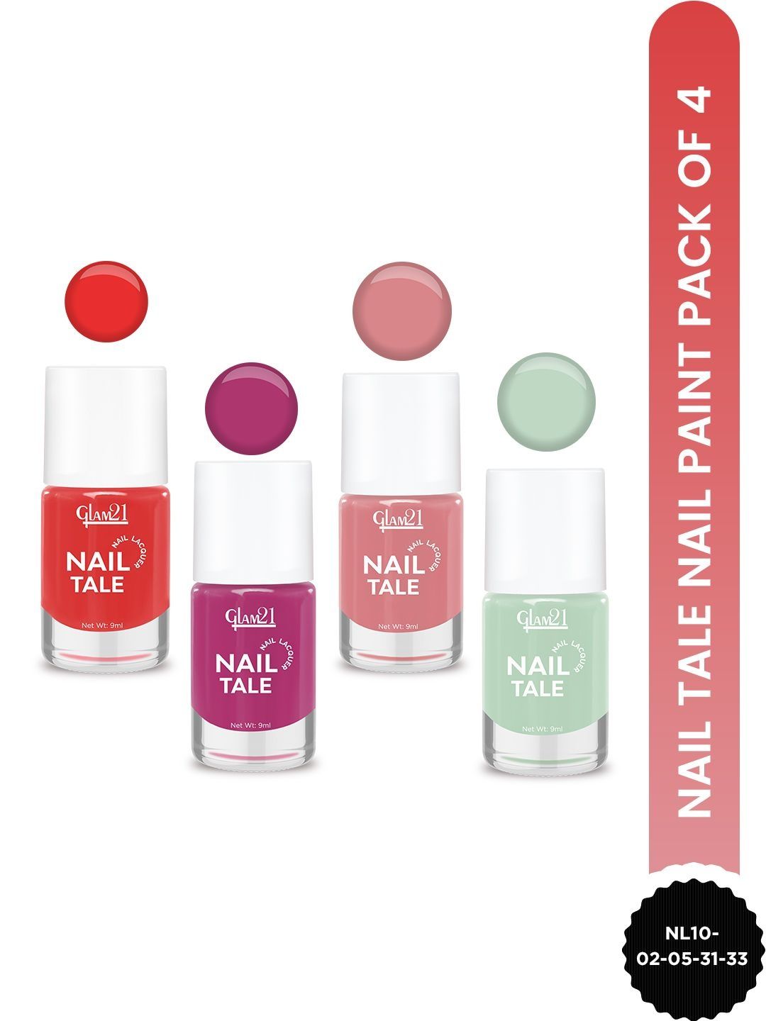 GLAM21 Set Of 4 Nail Tale Nail Lacquer - 9 ml Each -02 - 05 - 31 - 33-picture-12